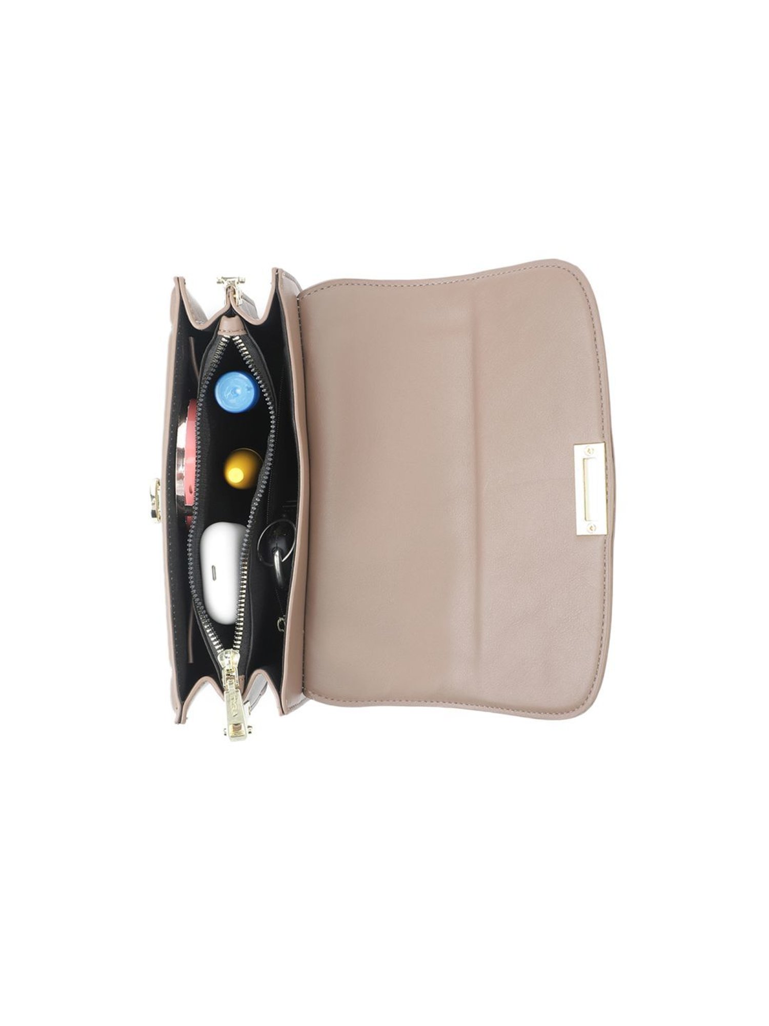 Tyra Dahlia Taupe Solid Faux Leather Sling Handbag