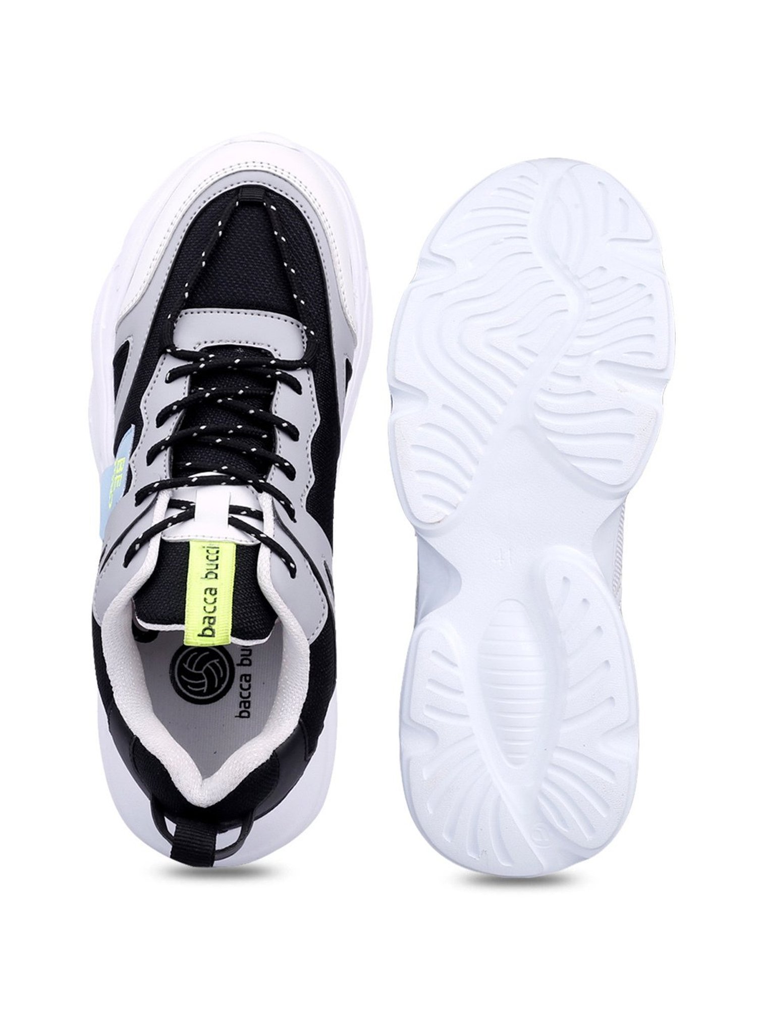 Bacca Bucci Men's Super Black & White Casual Sneakers