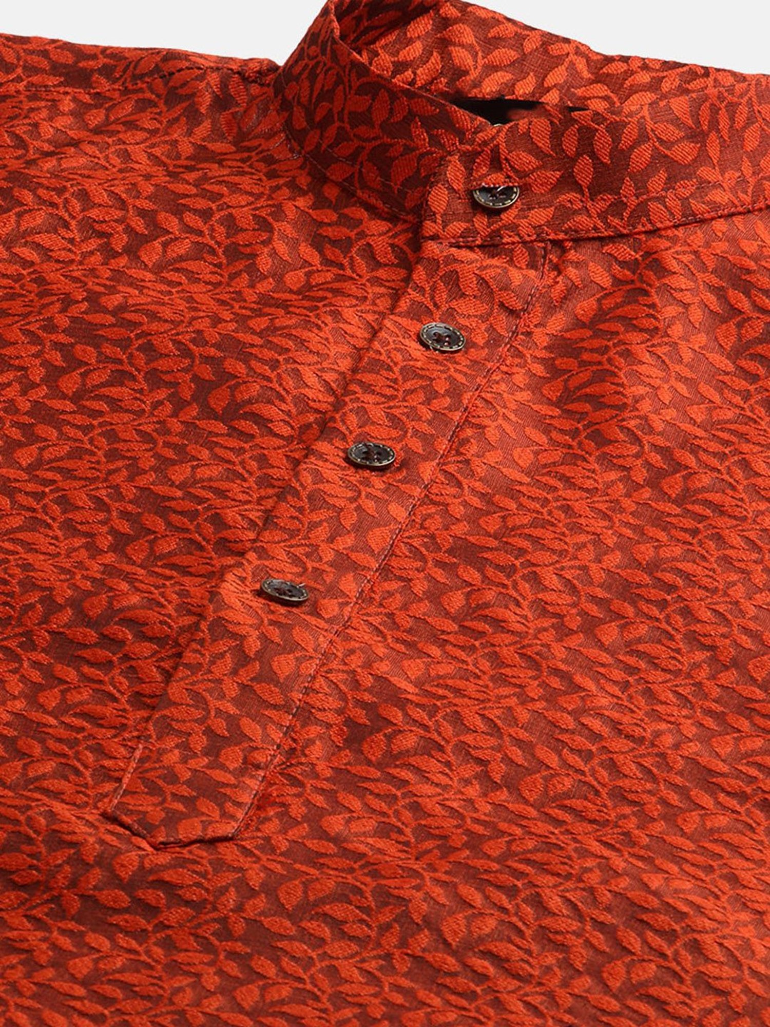 Sojanya Orange Regular Fit Embroidered Kurta Set With Jacket