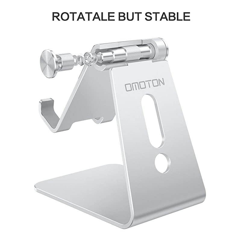 Adjustable Cell Phone Stand  Aluminum Desktop Cellphone Stand with AntiSlip Base and Convenient Charging Port Fits All Smart Phones Silver