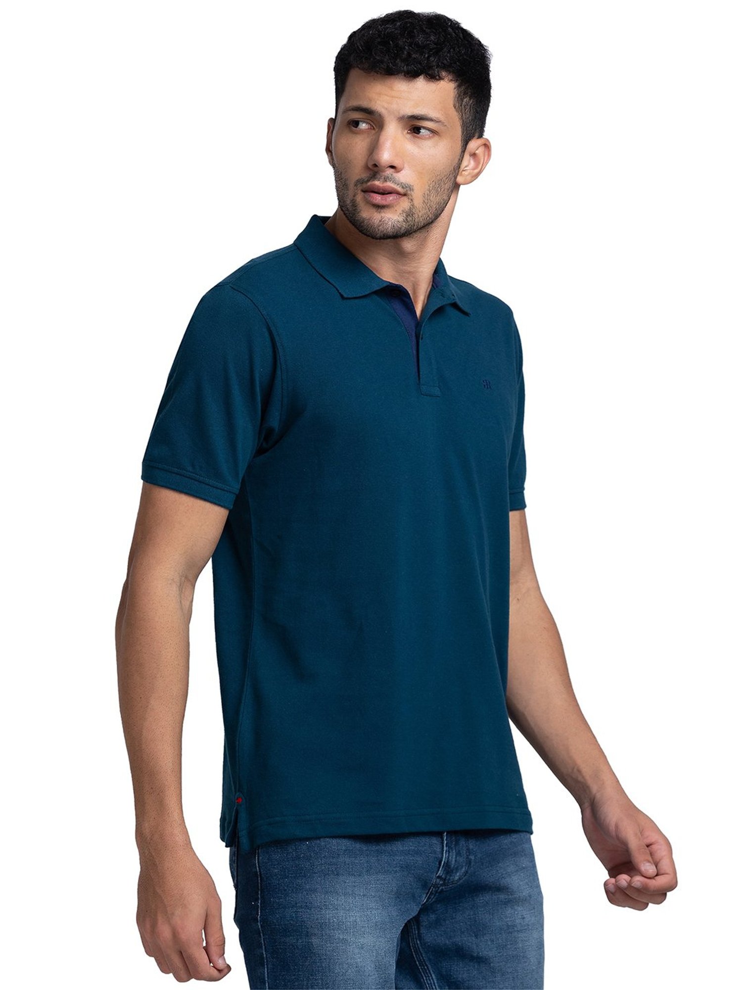 Raymond Teal Regular Fit Polo T-Shirt