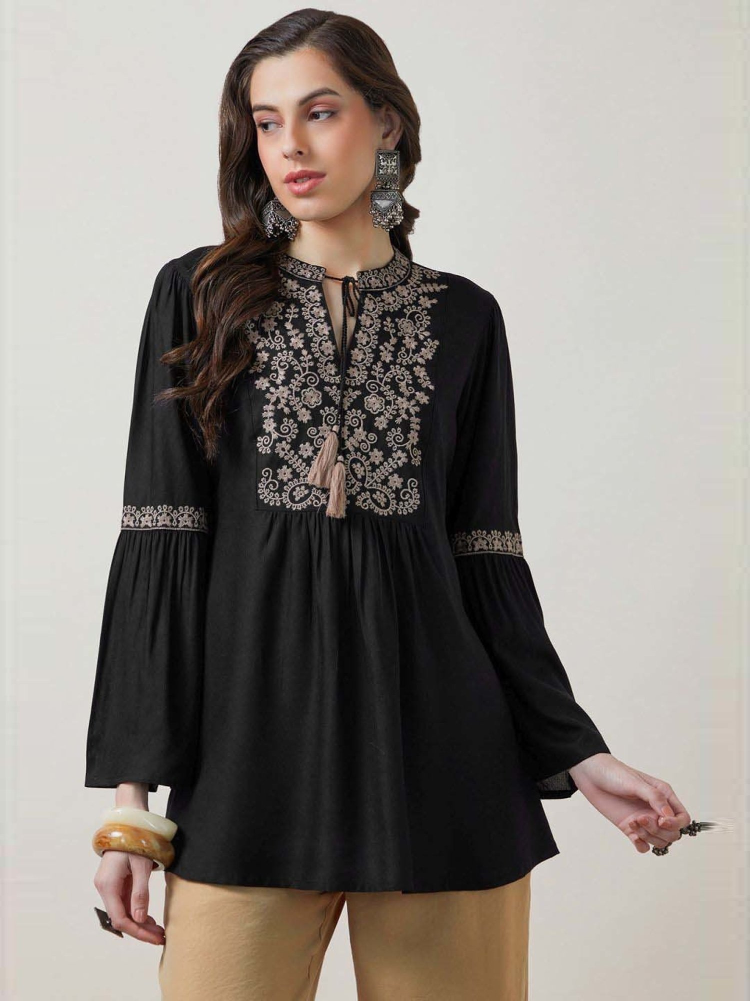 Soch Black Embroidered Tunic