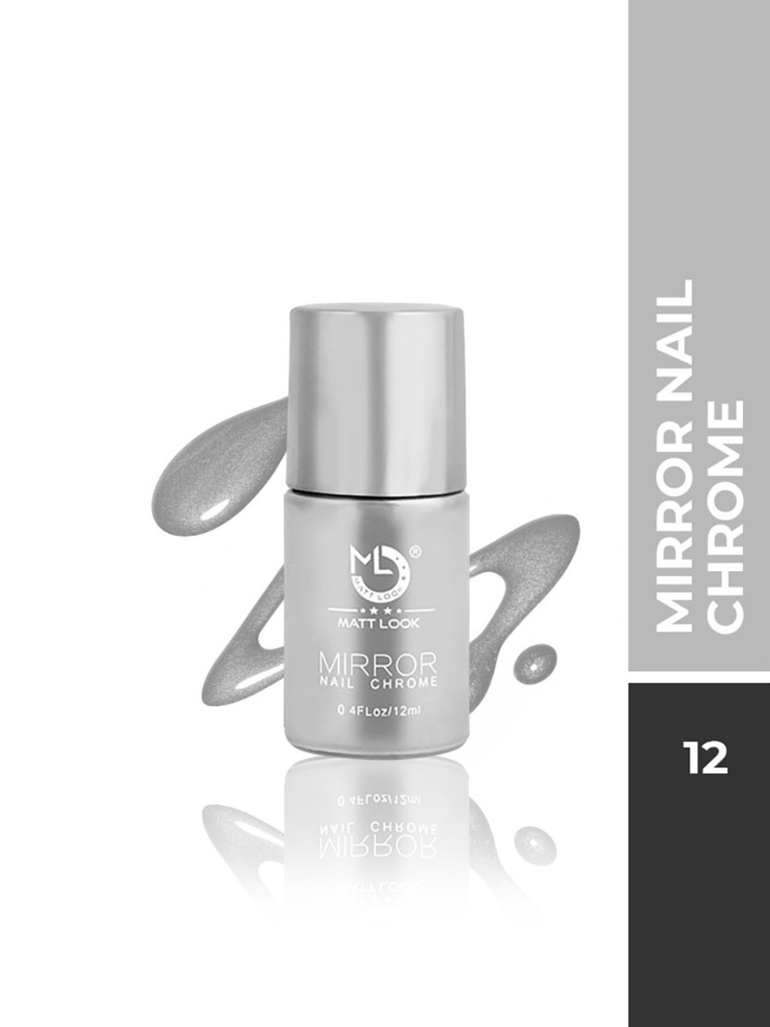 Matt Look Mirror Nail Chrome 12 Silver - 12 ml