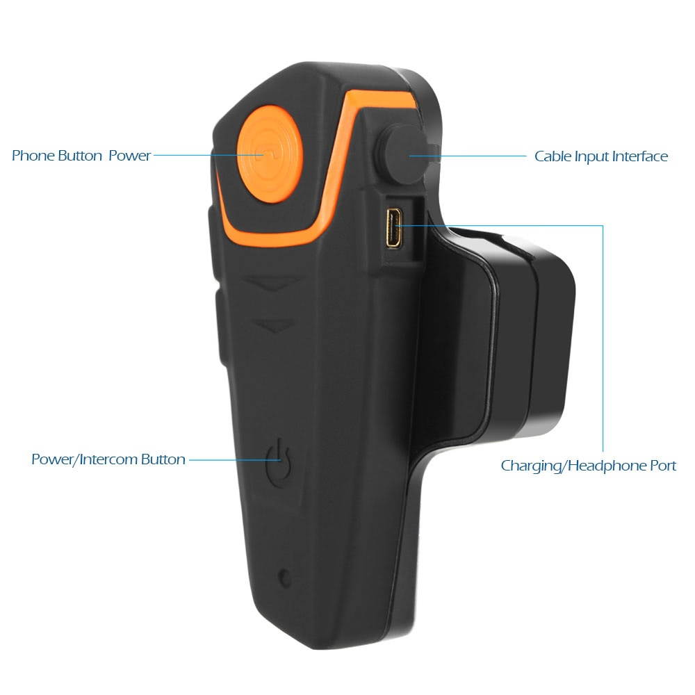 BT-S2 Motorcycle Helmet Bluetooth Intercom Waterproof Wireless Interphone