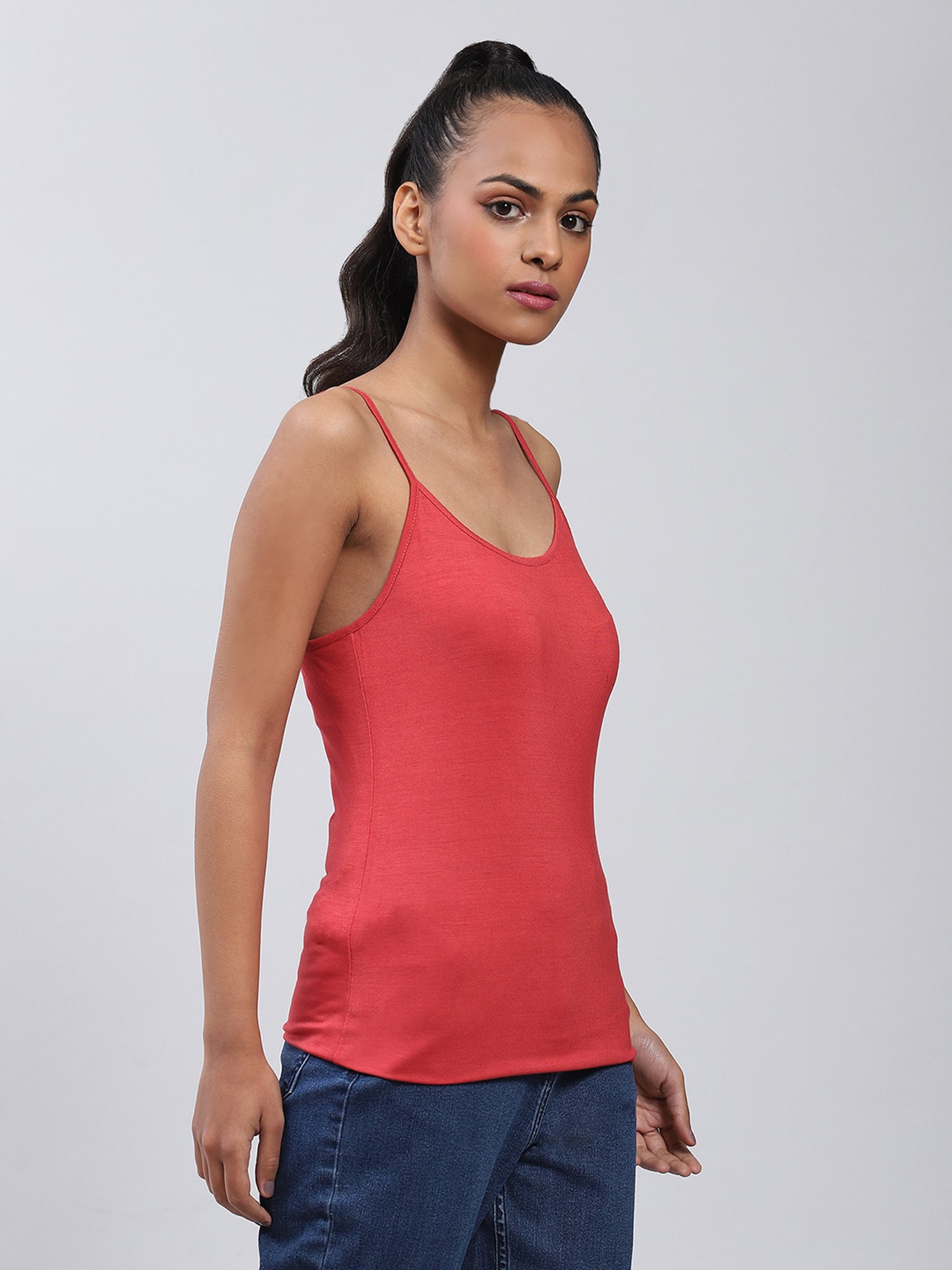 Label Ritu Kumar Coral Floral Print Top With Camisole