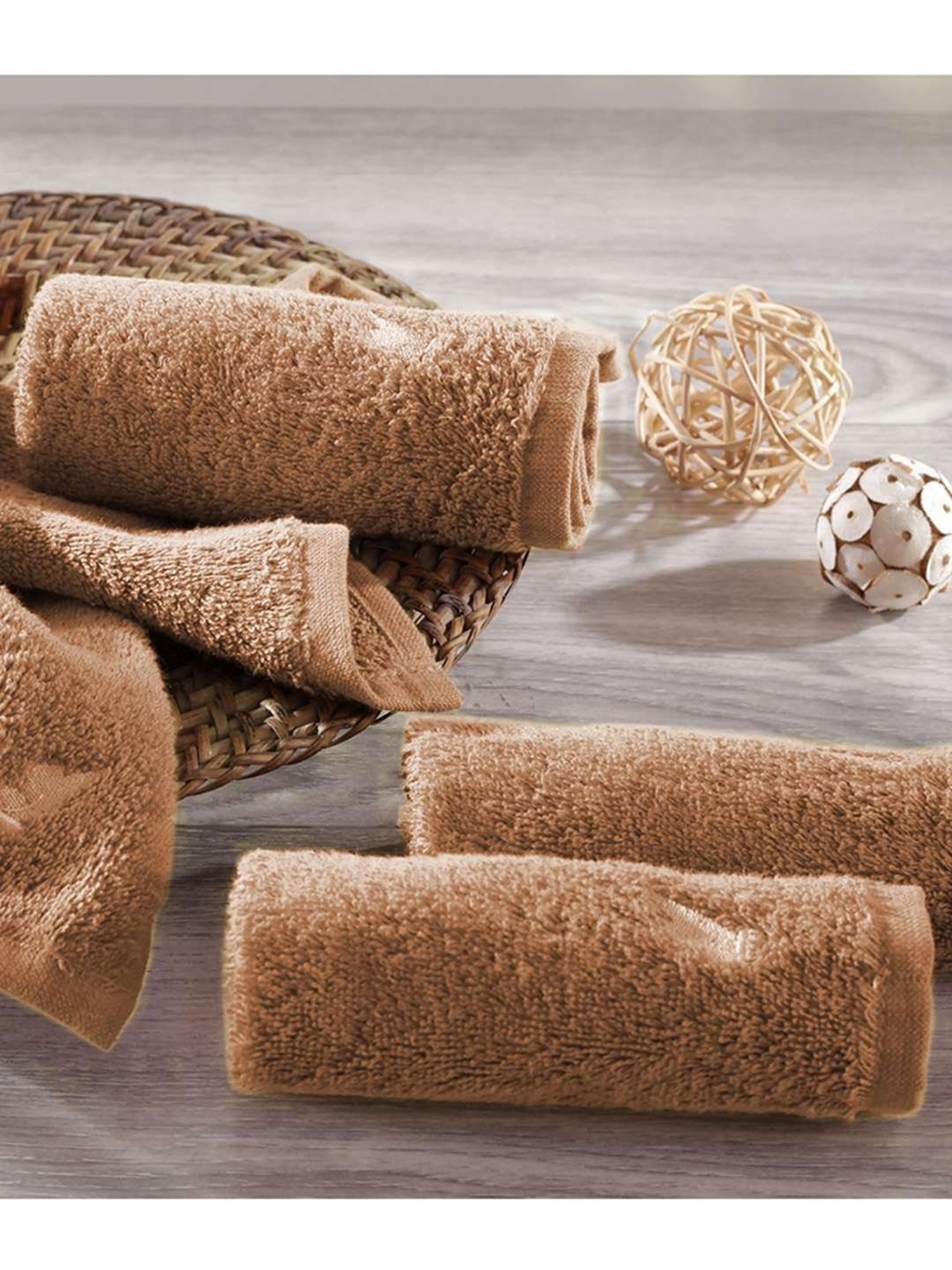 Maspar Brown Cotton 550 GSM Face Cloths - Set of 4