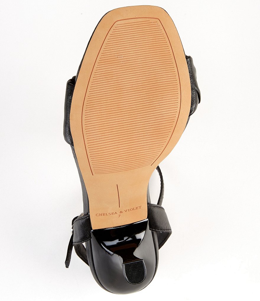 Chelsea & Violet Lindn Ruched Leather Ankle Strap Dress Sandals