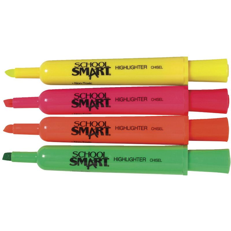 School Smart Non-Toxic Tank Style Highlighter Set, Chisel Tip, Assorted Colors, set of 20