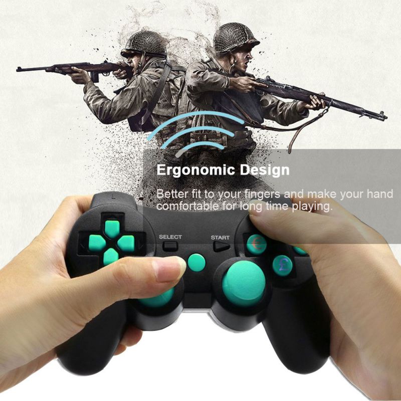 CHENGDAO PS3 Controller 2 Pack Wireless Dual Shock Gamepad for Sony Playstation 3 with Charging Cord (Black + red )