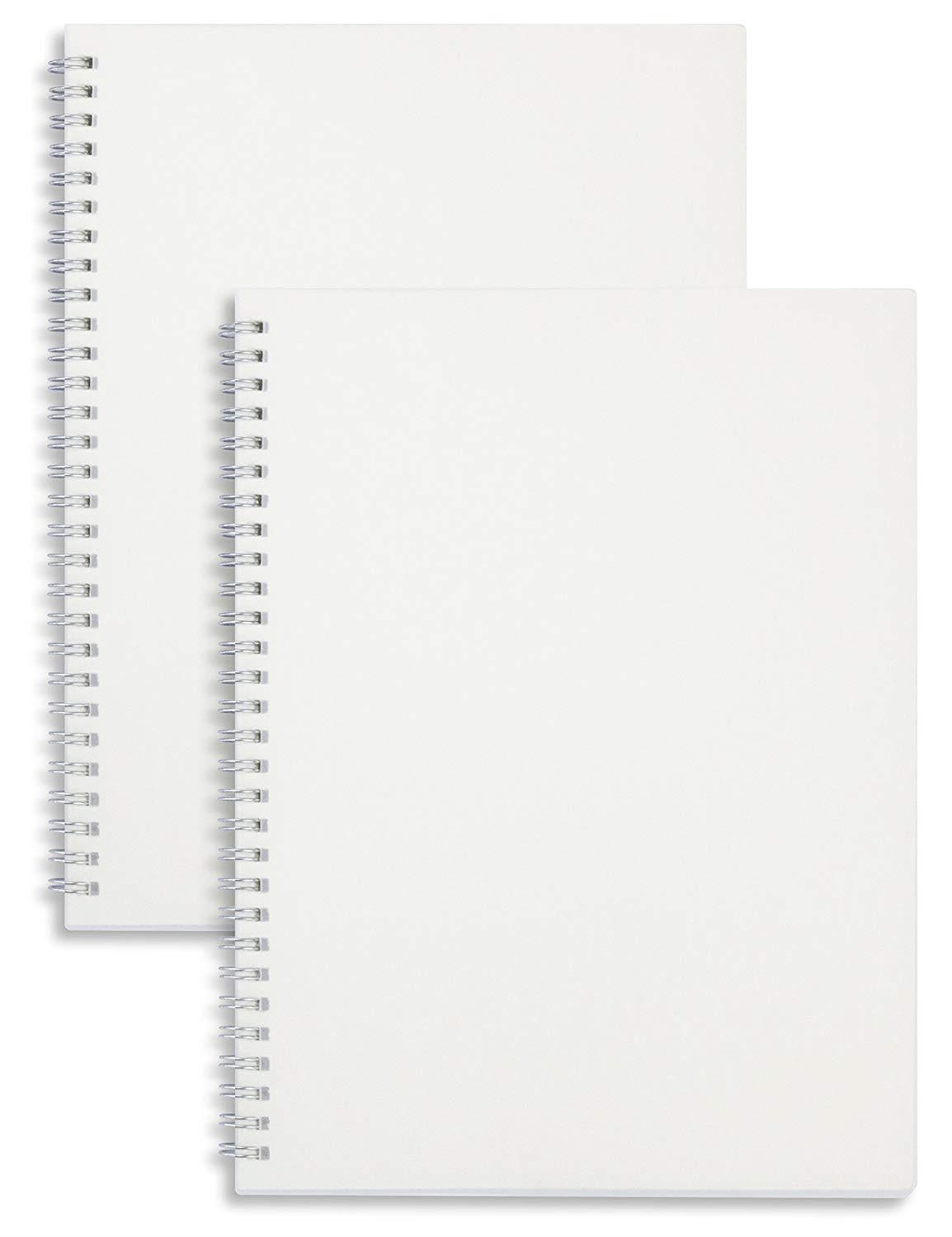 Miliko Transparent Hardcover B5 Blank Wirebound/Spiral Notebook/Journal Set-2 Per Pack, 7.1"x10"(Blank)