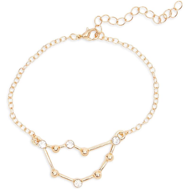 Zodaca 2 Piece Capricorn Zodiac Necklace and Bracelet Jewelry Set for Women, Gold