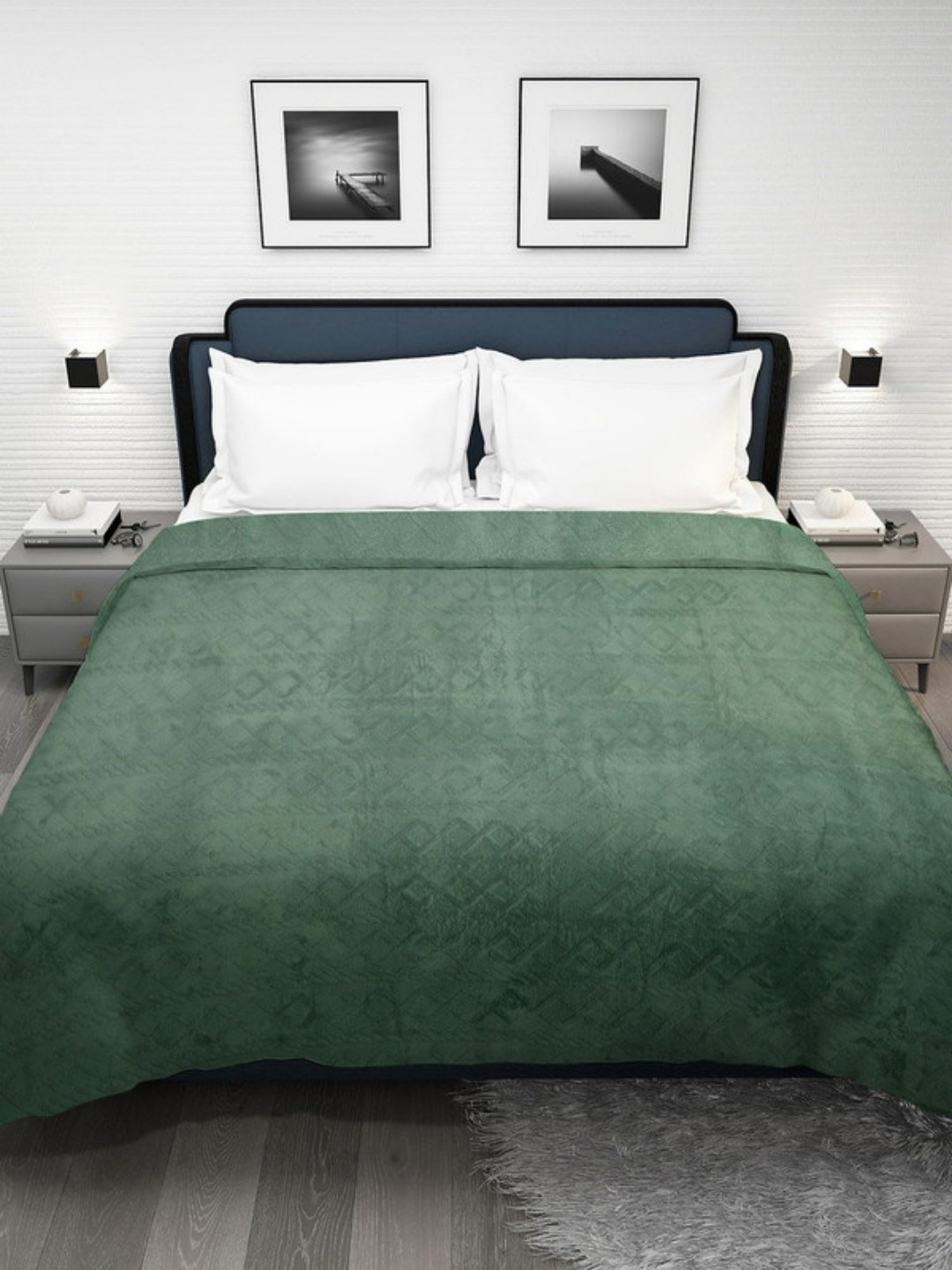 Dhrohar Olive Green Polyester 300 GSM Double Bed Blanket