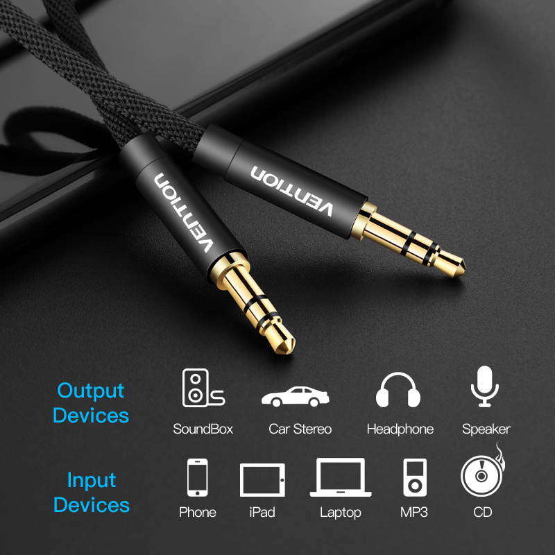 Vention 3.5mm Auxiliary Audio Cable [2-Pack] ,Jack 3.5mm AUX Cable for Headphones, iPods, iPhones,Samsung, Car/Home Stereos and More