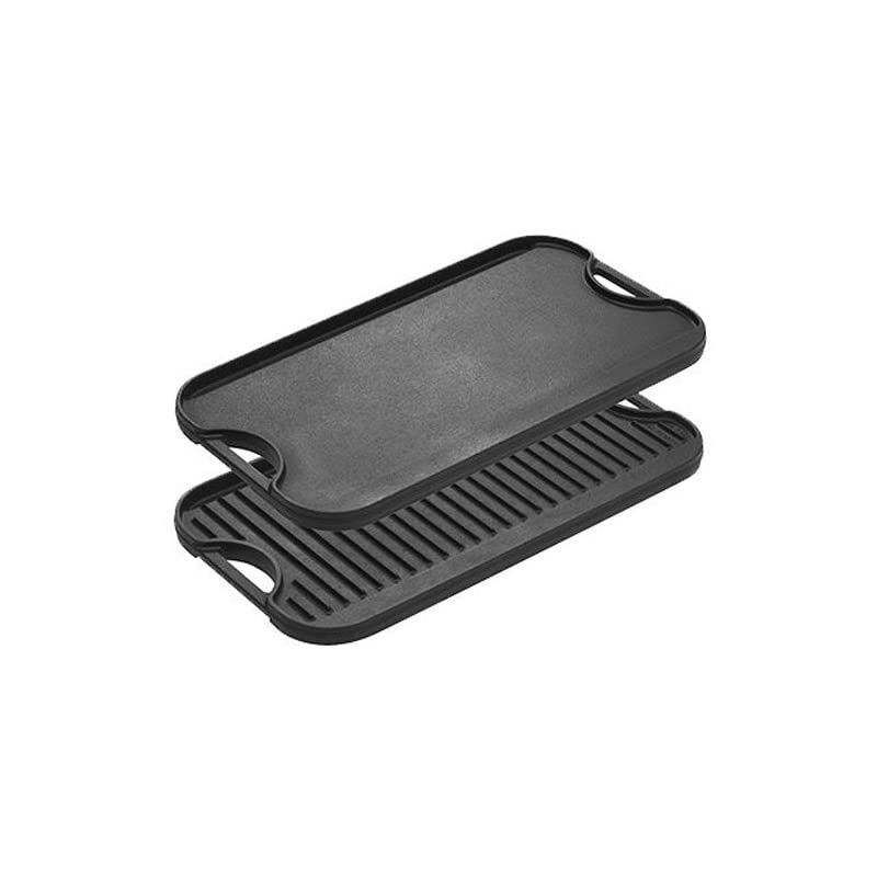 Pre-Seasoned Cast Iron Reversible Grill/Griddle With Handles, 20 Inch x 10.5 Inch - One tray