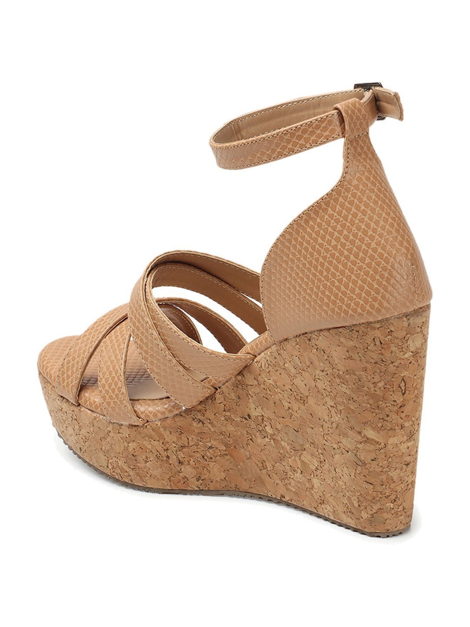 Iconics Women's Tan Ankle Strap Wedges