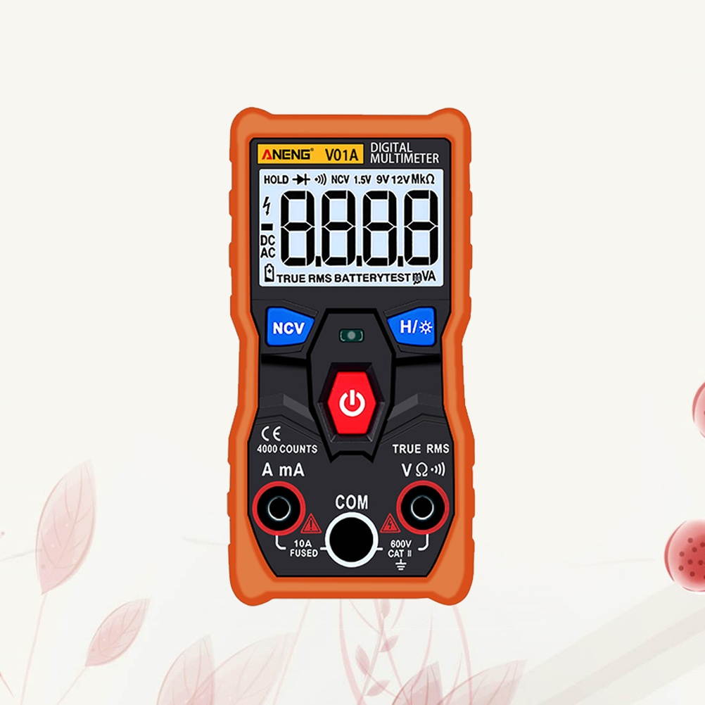 High Accuracy Meter Digital Multimeter Ampere Resistance Meter Voltage Tester with Crocodile Clips (Orange)