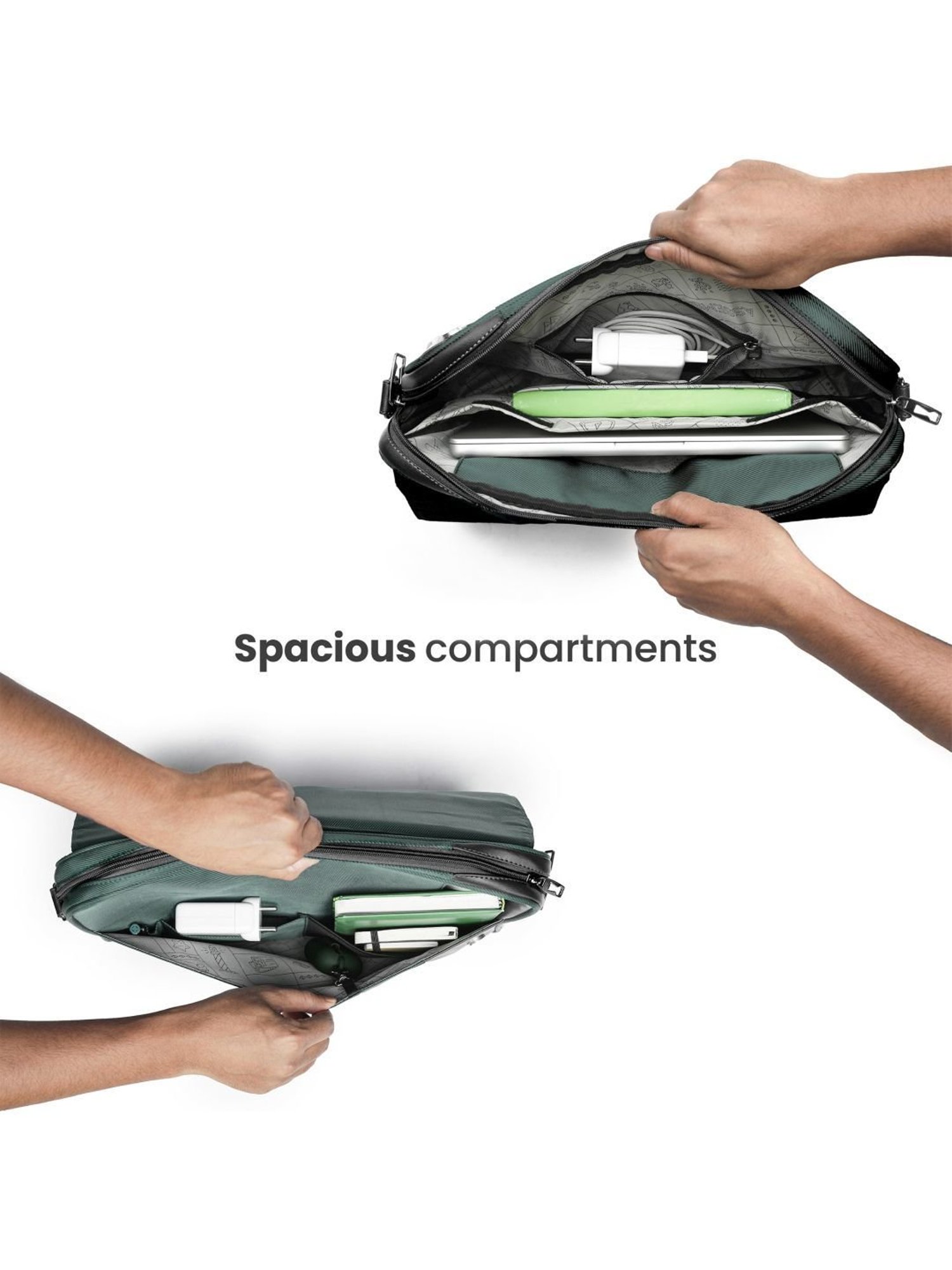 Assembly Green Medium Laptop Messenger Bag with USB Charging Port