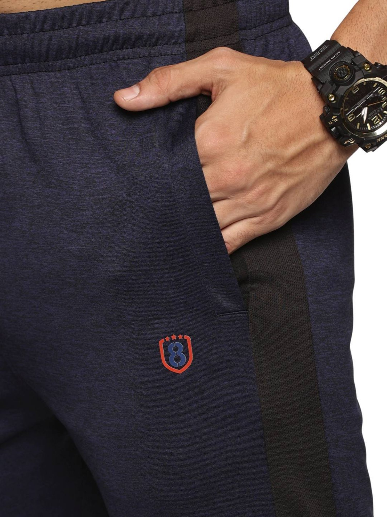 Domin8 Blue Slim Fit Texture Trackpants