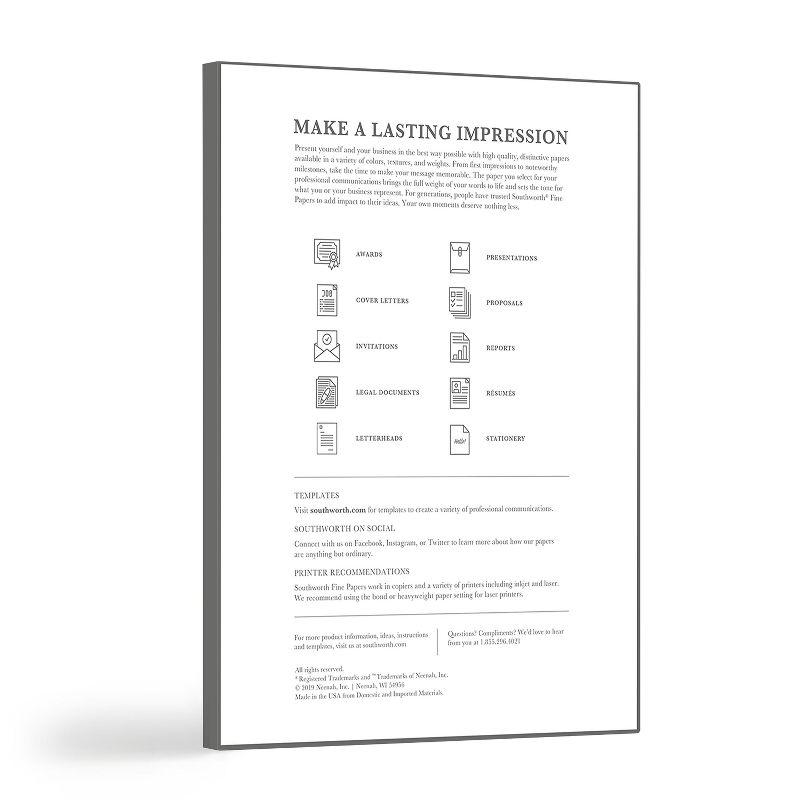 Southworth Parchment Specialty Paper Gray 24 lb. 8 1/2 x 11 100/Box P974CK336