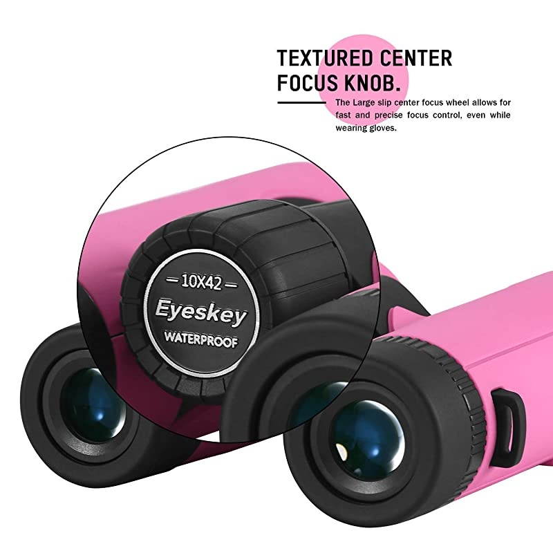 Bird Watching Binoculars for Adults Compact | Waterproof Fog Proof Binoculars for Outdoor Games Hunting | Clear LowLight Vision | Wide Field of View | Professional Sports Optics Pink10X42