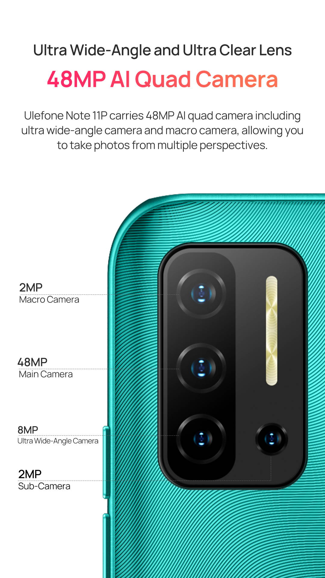 Ulefone Note 11P (2021) Unlocked Phones, Android 11 P60 Octa-core 8GB + 128GB ROM, 48MP Four Rear Camera + 8MP Front Camera, 6.55" HD+ Screen 4400mAh Big Battery Dual 4G Unlocked Smartphone