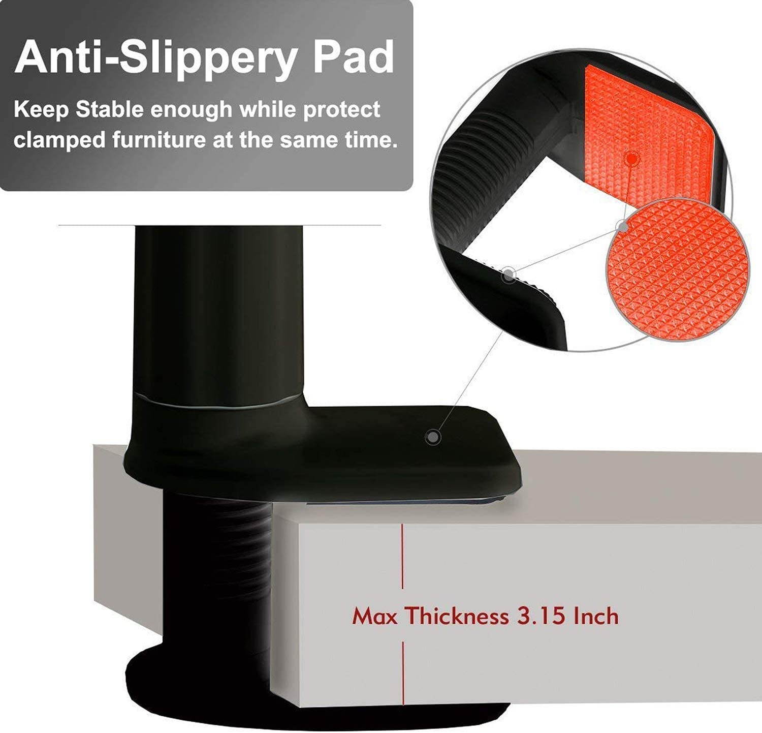 Cell Phone Clip on Stand Holder - with Grip Flexible Long Arm Gooseneck Bracket Mount Clamp for iPhone X/8/7/6/6s/5 Samsung S8/S7, for bed, desktop, Black