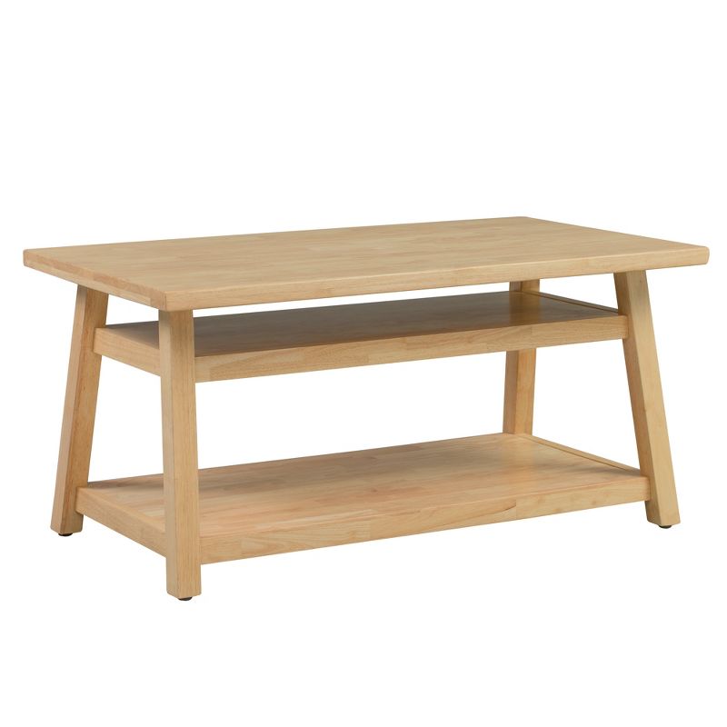 ECR4Kids Sit n' Stash Kid Sized Rectangular Solid Hardwood Trestle Table with Storage
