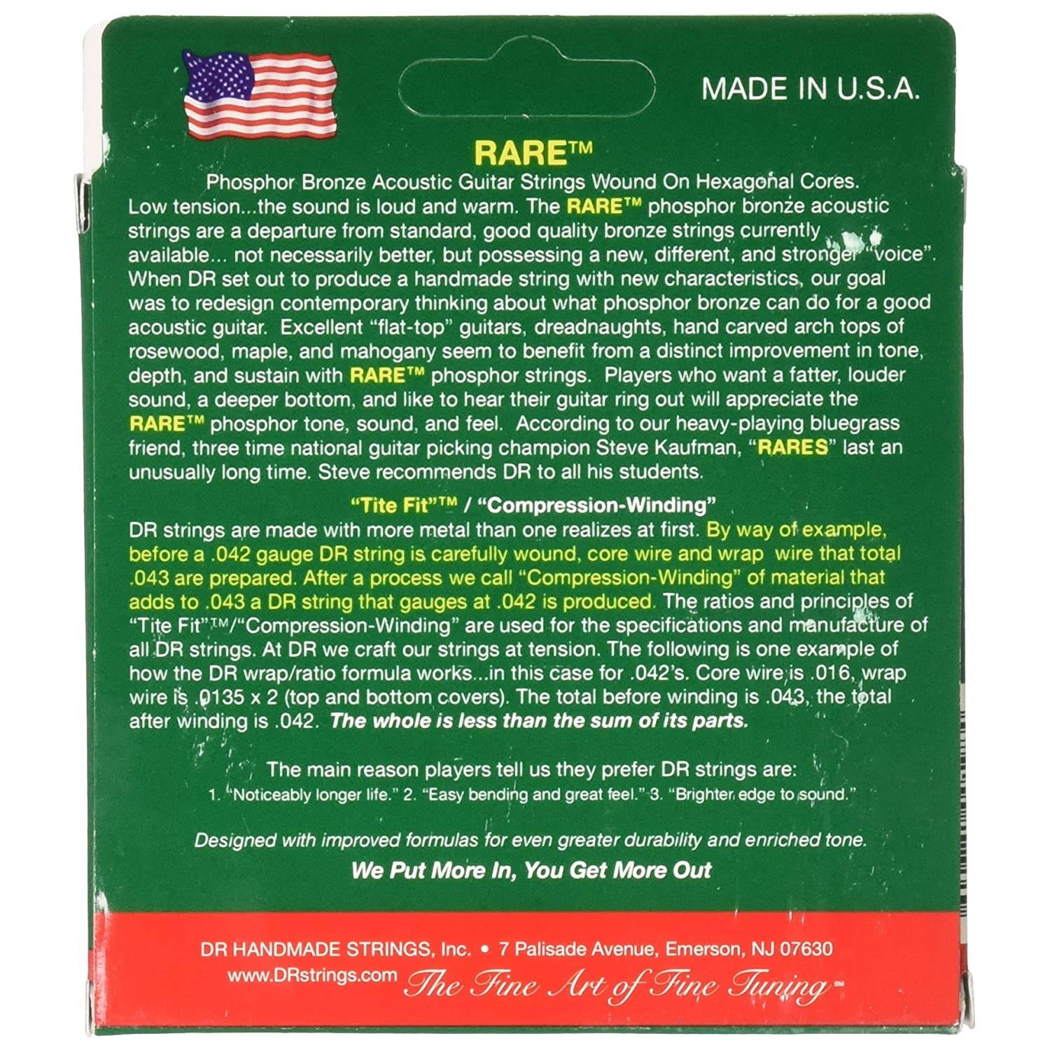 DR Strings Rare - Phosphor Bronze AcousticHex Core Bluegrass 12/56