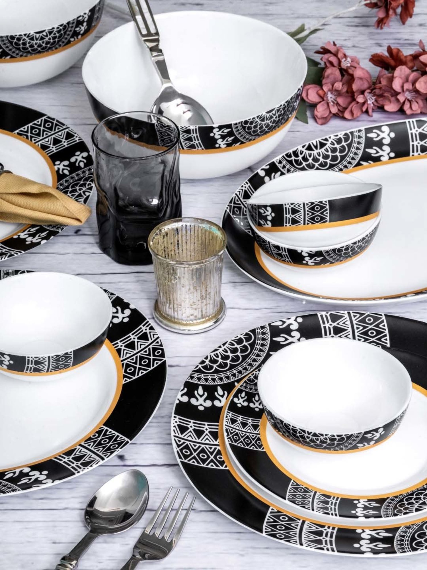 Cello White Opalware 27-Piece Dinner Set