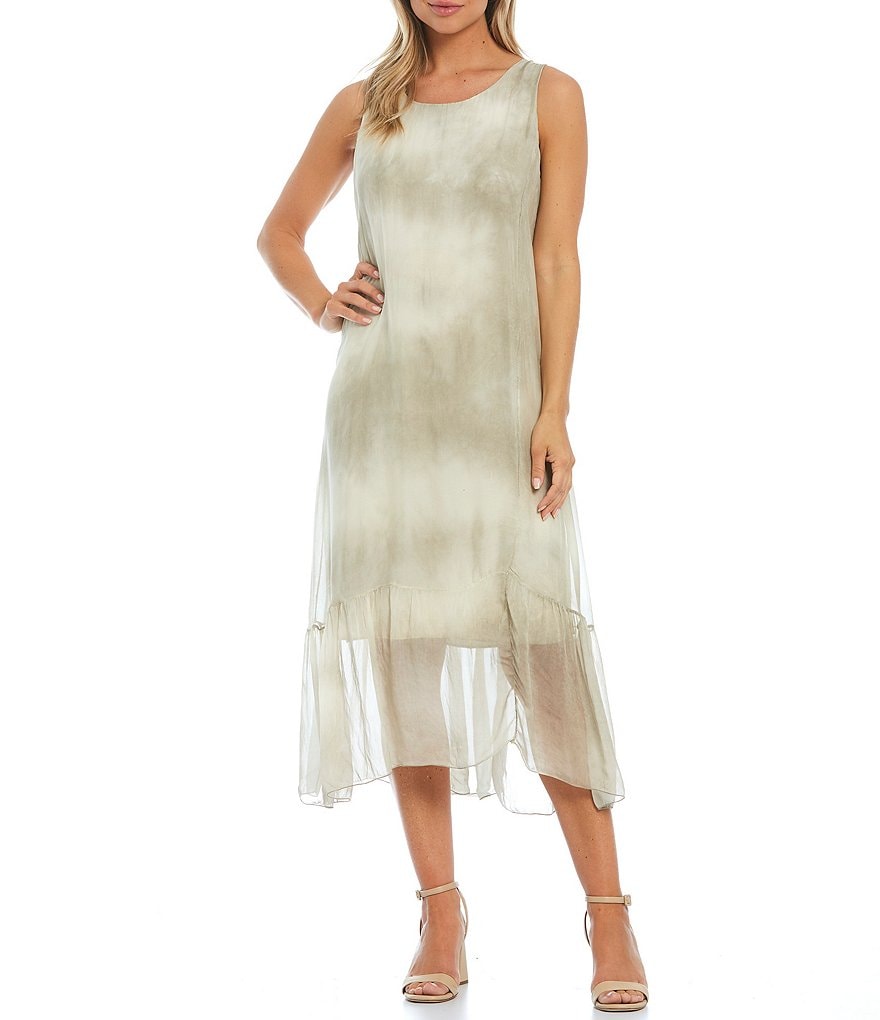 M Made in Italy Flounce Hem Tie Dye Maxi Dress