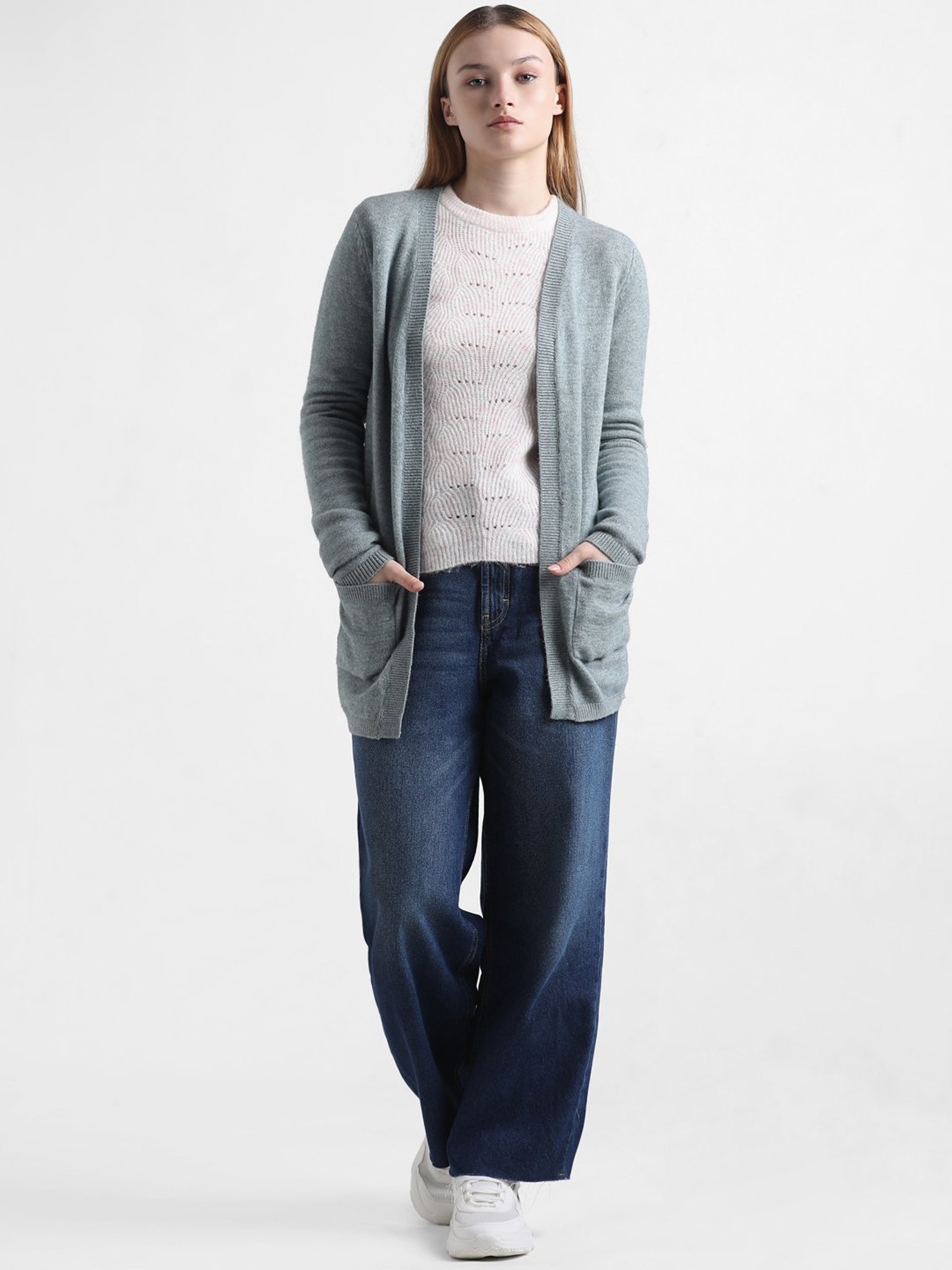 Only Grey Textured Cardigan