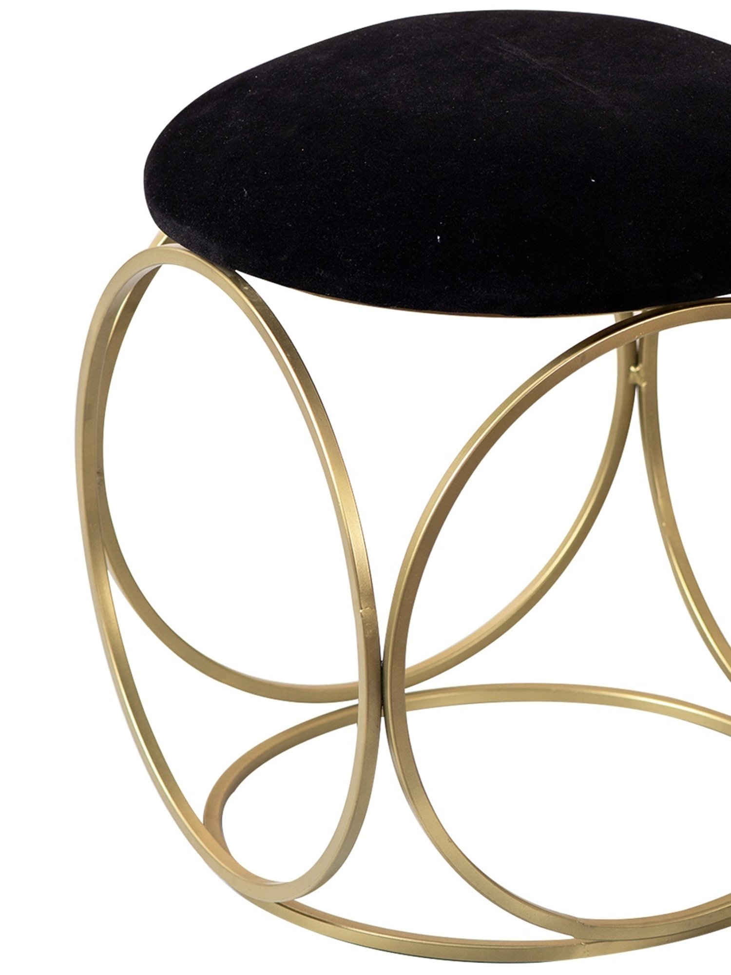 Nestroots Solid Black Velvet Puffy Pouffes Foot Stool Ottoman