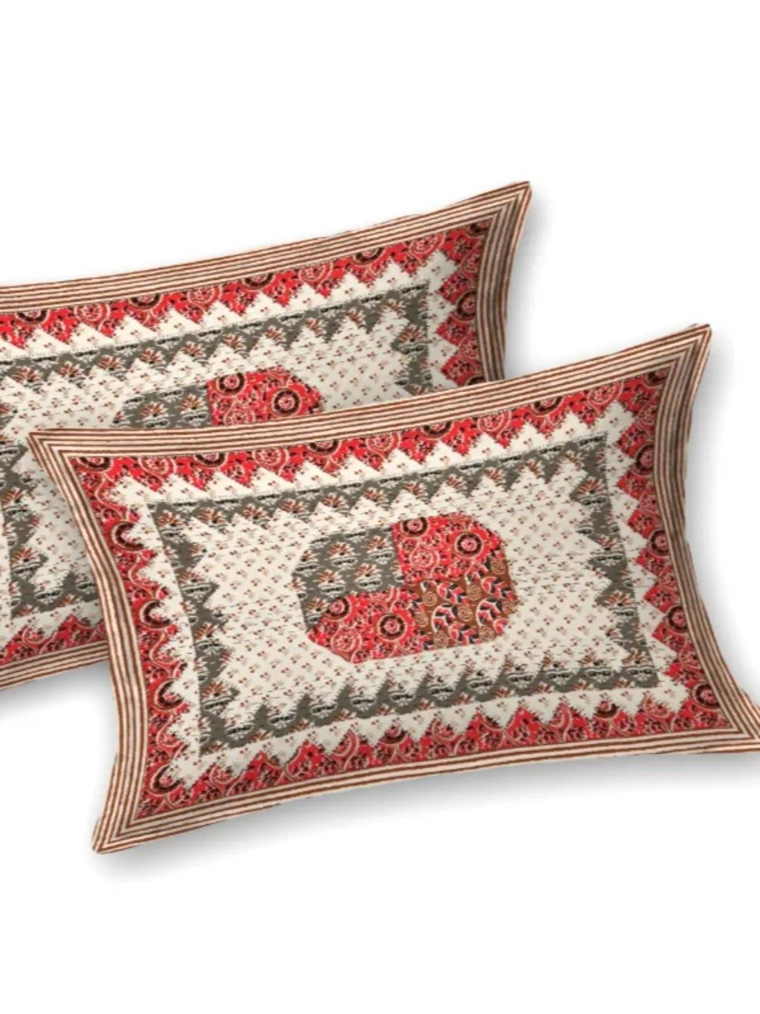 Living Roots Printed Red 240 TC Cotton Bedsheet with 2 Pillow Covers