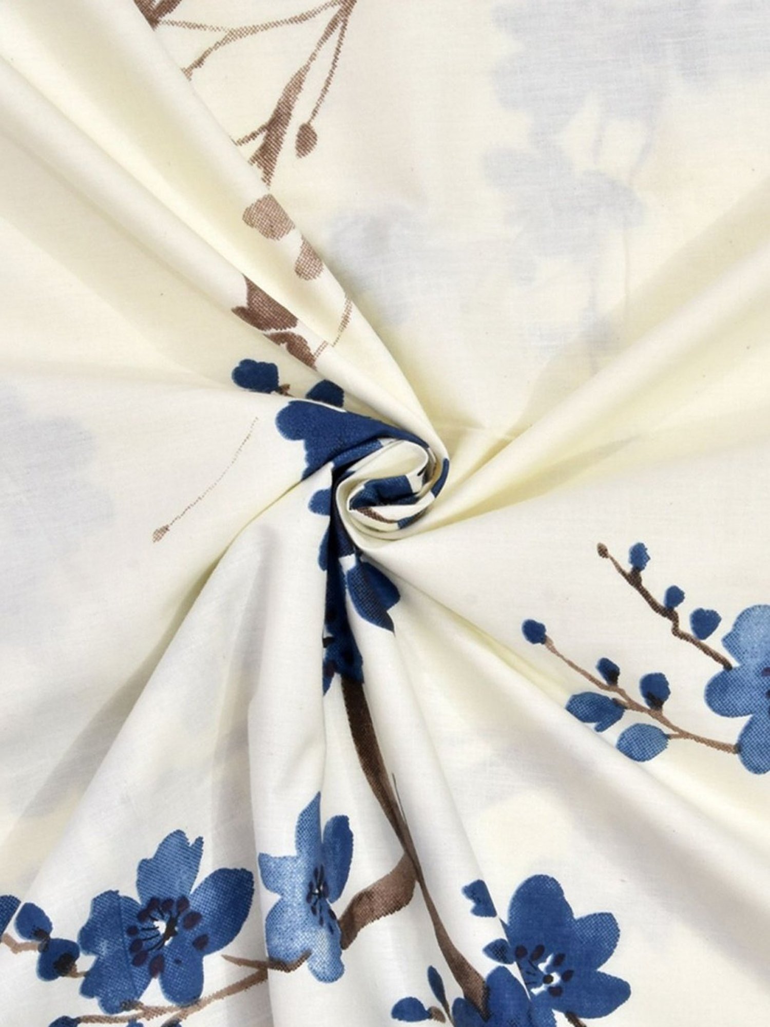 Haus & Kinder Floral Grace Printed Blue 186 TC Cotton Bed Sheet with 2 Pillow Covers