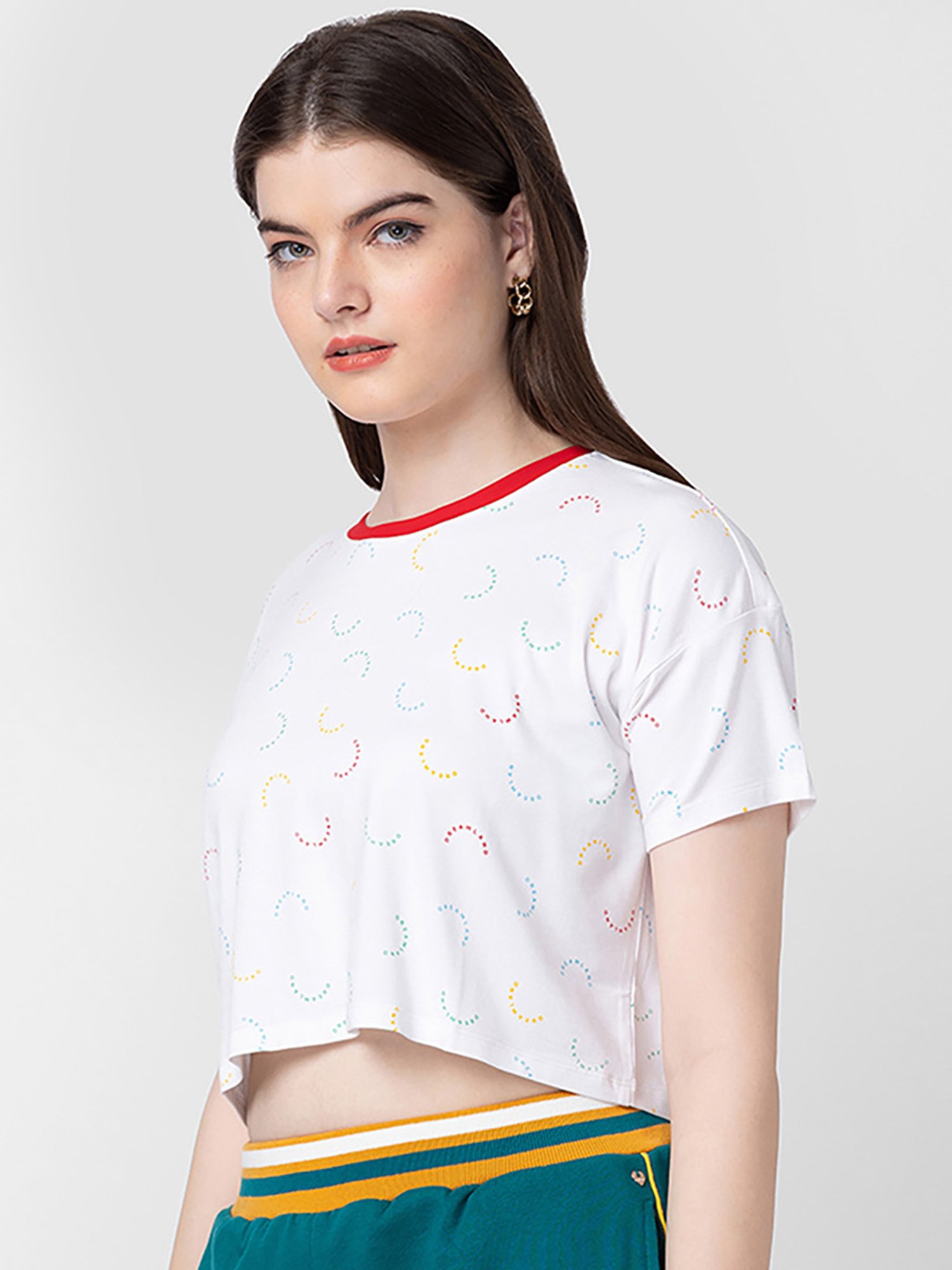 Spykar White Cotton Printed Top