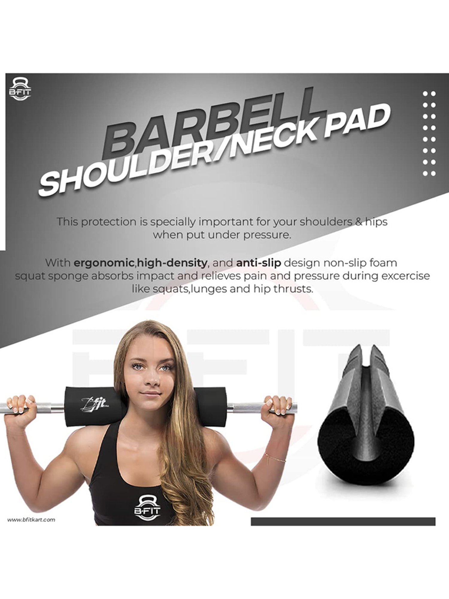 B Fit Barbell Squat Neck & Shoulder Protective Pad (Black)