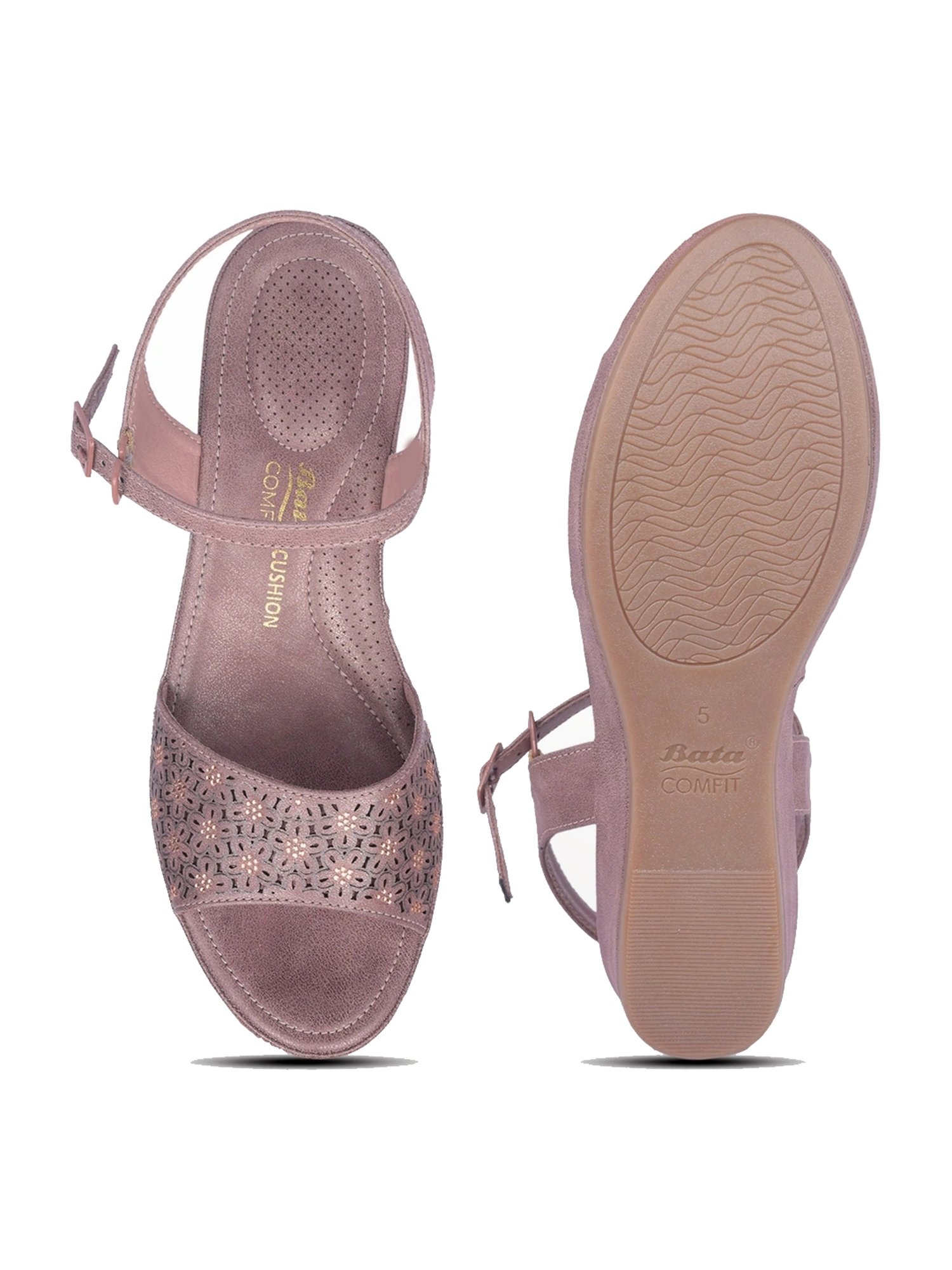 Bata Women's CORA Pink Ankle Strap Wedges