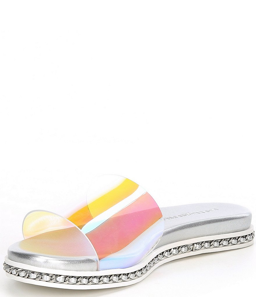 KARL LAGERFELD PARIS Billi Iridescent Clear Pool Slides