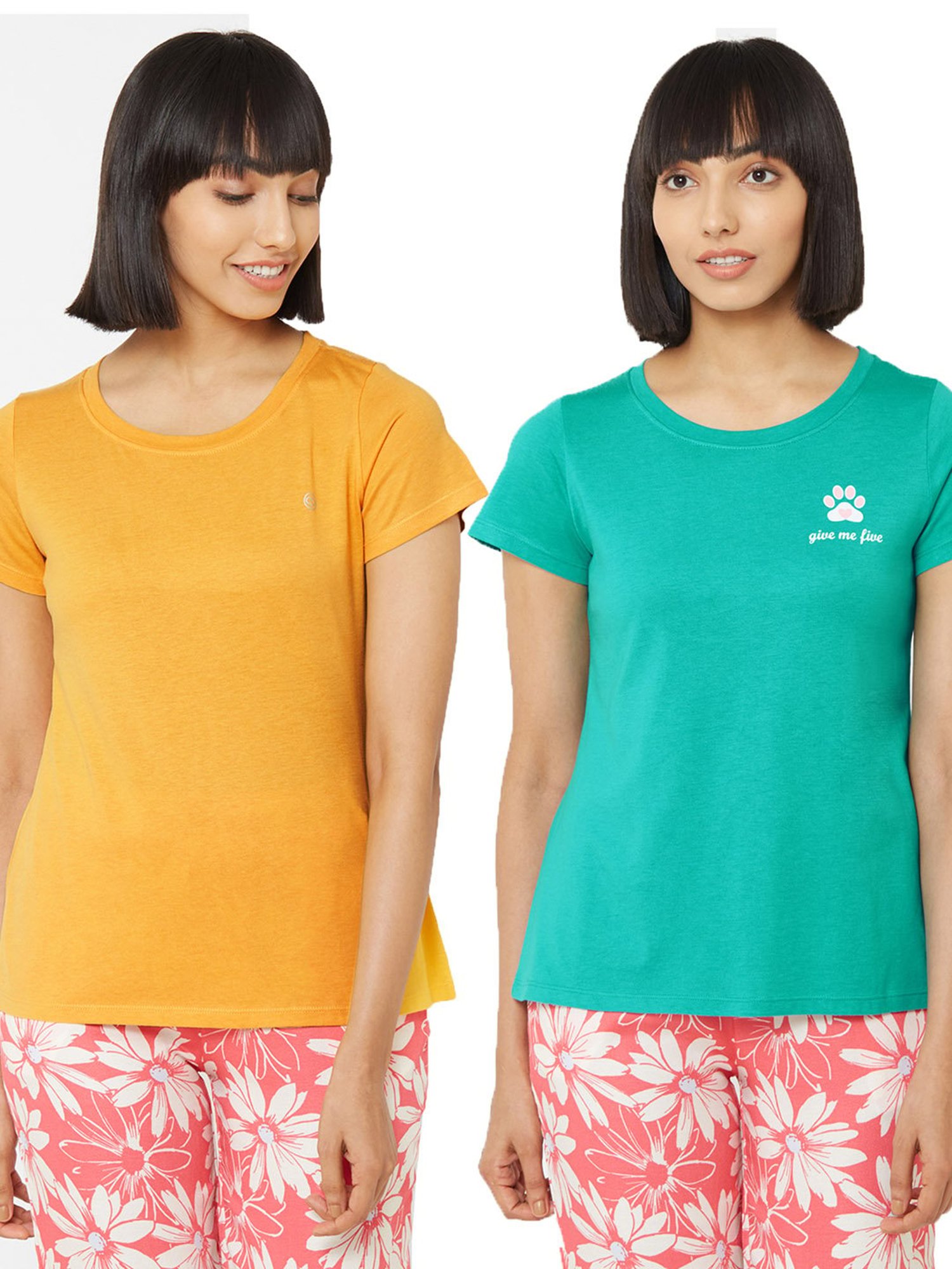 Soie  Multicolor Cotton T-Shirt (Pack Of 2)