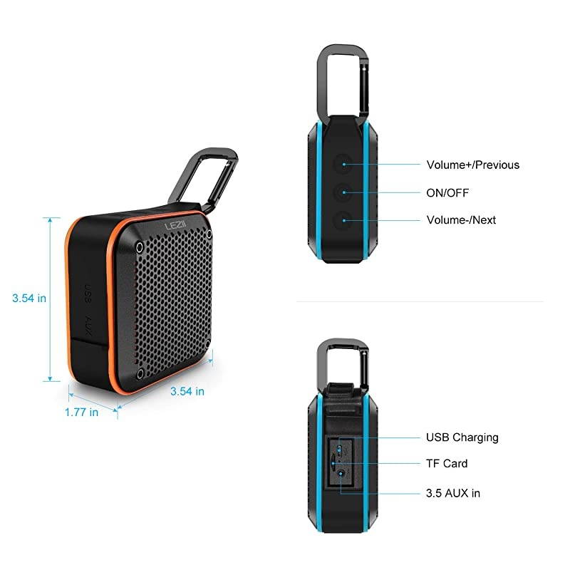 Waterproof Bluetooth Speaker with FM Radio IPX7 Waterproof Speaker Bluetooth Wireless Small Speaker TWS Stereo 10H Playtime for Shower Bath Pool Boat Beach Home Party Travel 2019