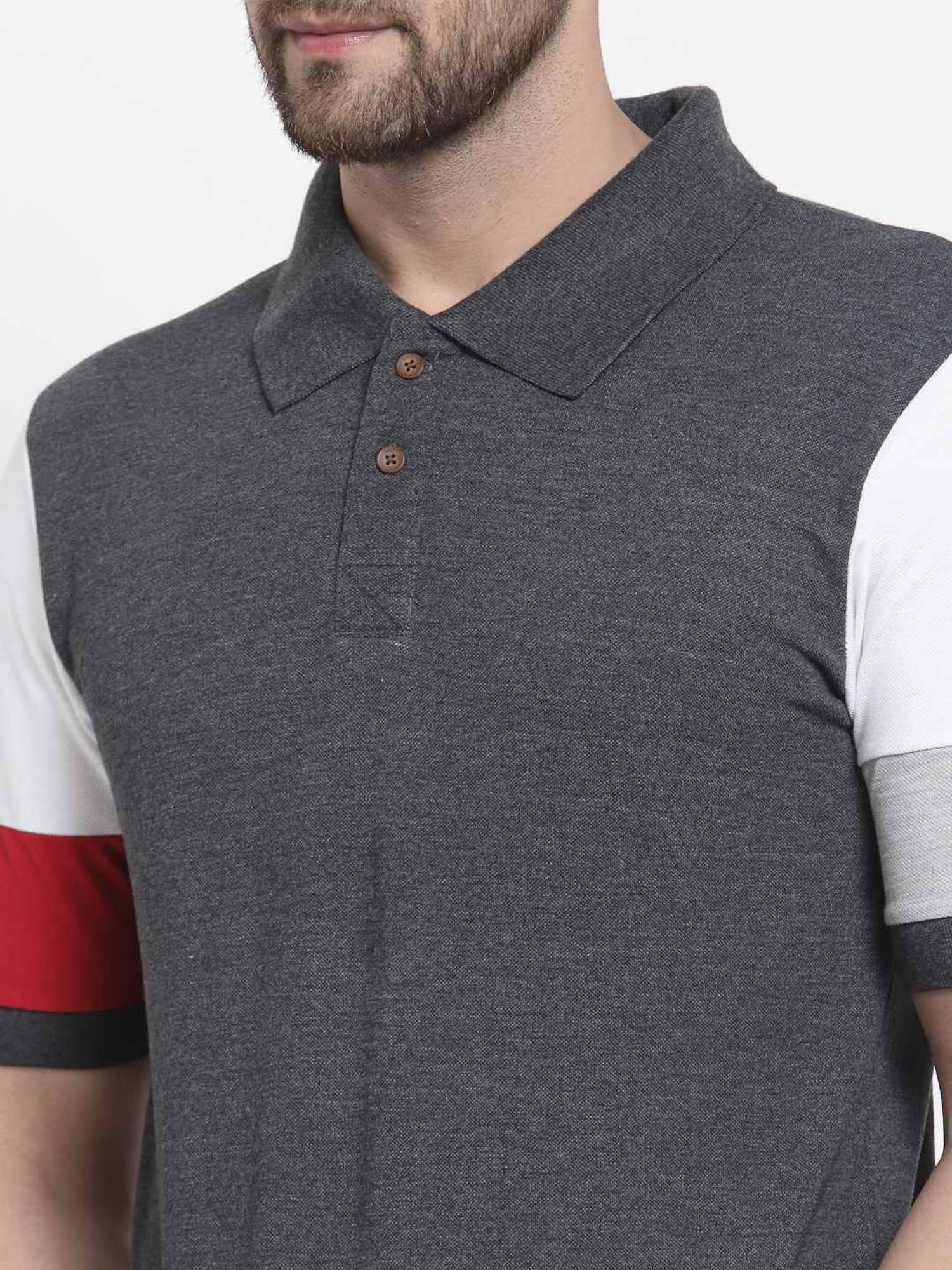 Kalt Multicolor Cotton Regular Fit Colour Block Polo T-Shirt