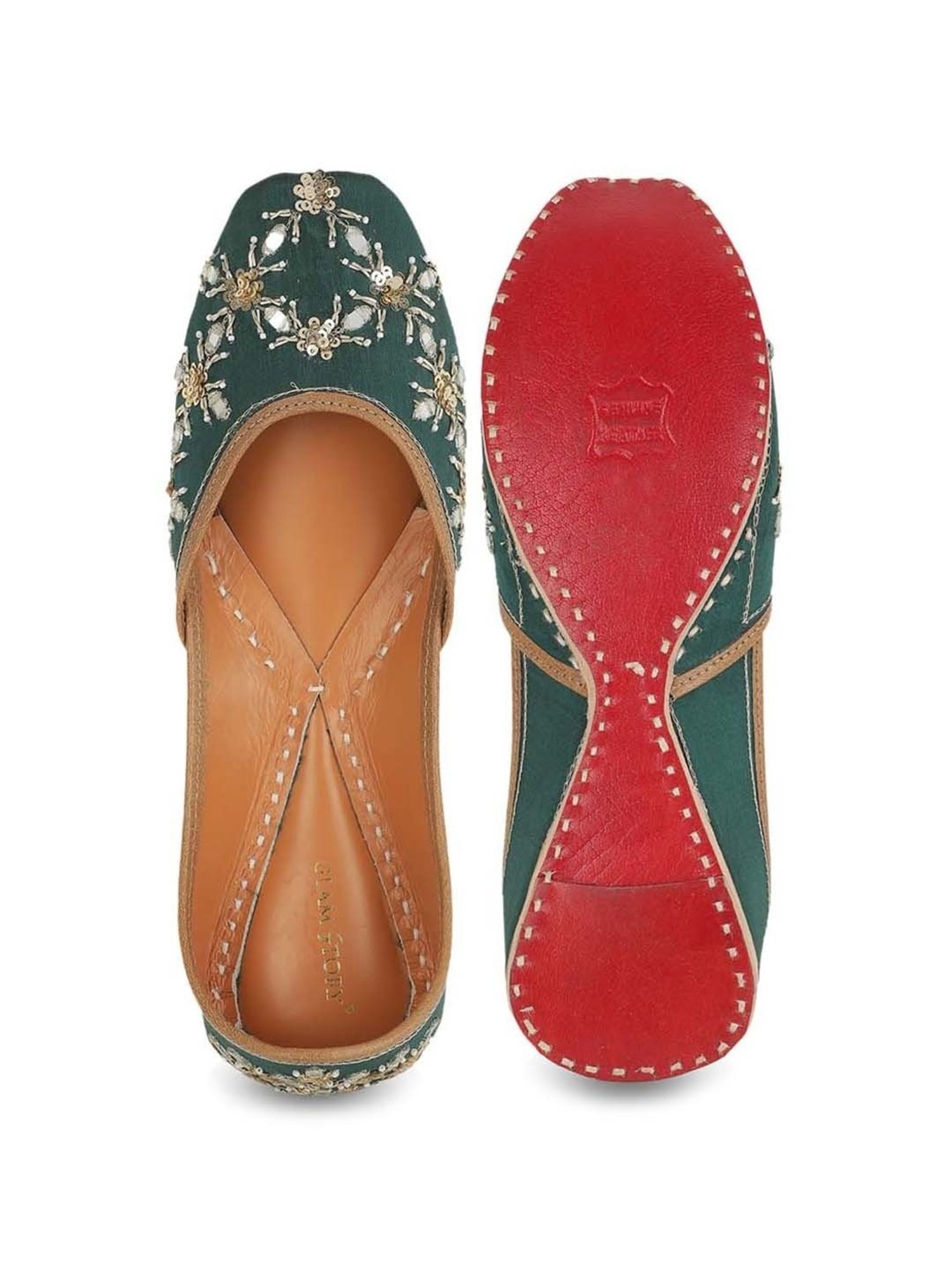 Glam Story Women's Turquoise Ethnic Juttis
