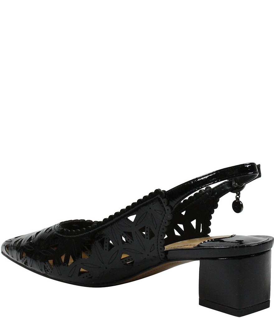 J. Renee Eloden Crinkle Patent Laser Cut Slingback Pumps