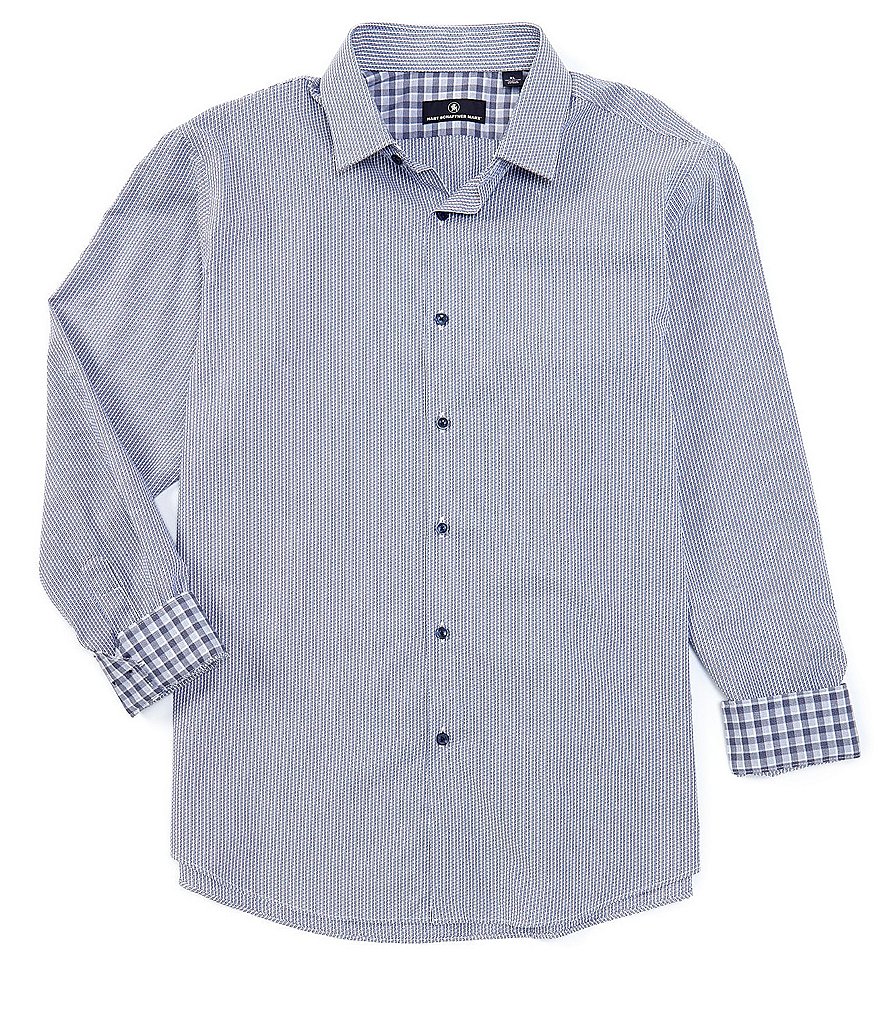 Hart Schaffner Marx Spread Collar Geo Pattern Sportshirt