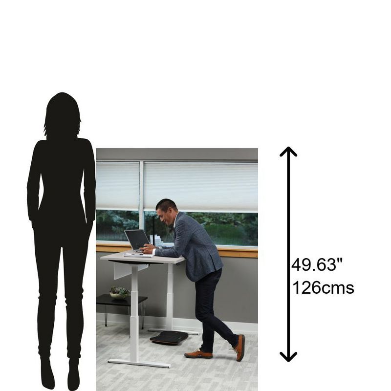 Howard Miller 87201CW28 72 In Adjustable Height Desk With Fashion Grey Classic Top And White Base