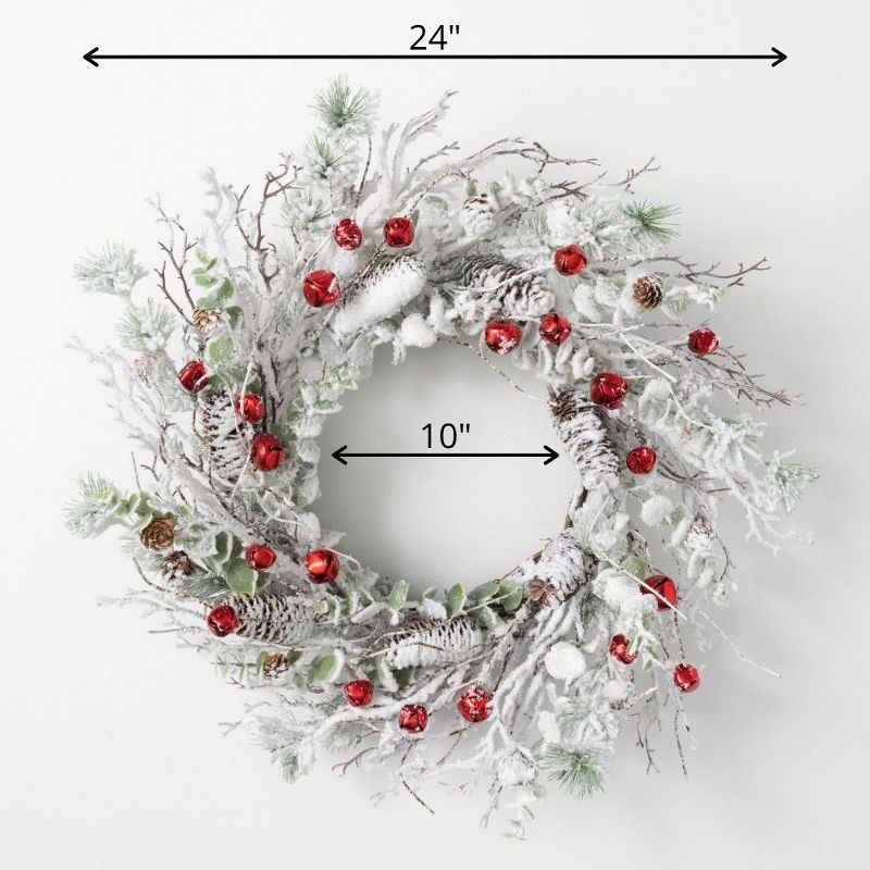 Sullivans Flocked Pine & Bell Artificial Wreath 24"H Green