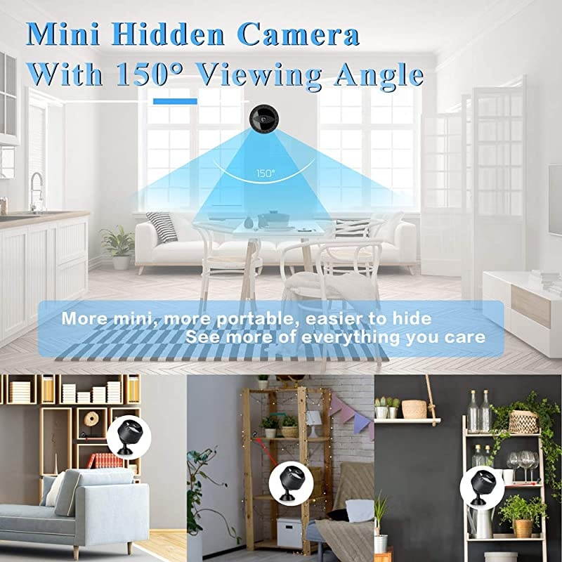 Mini Spy Hidden Camera,  1080P Full HD Wireless WiFi Security Video Camera with Night Vision and Motion Detection, Portable Tiny Nanny Cam with Monitor Phone App for Car Indoor Outdoor Home