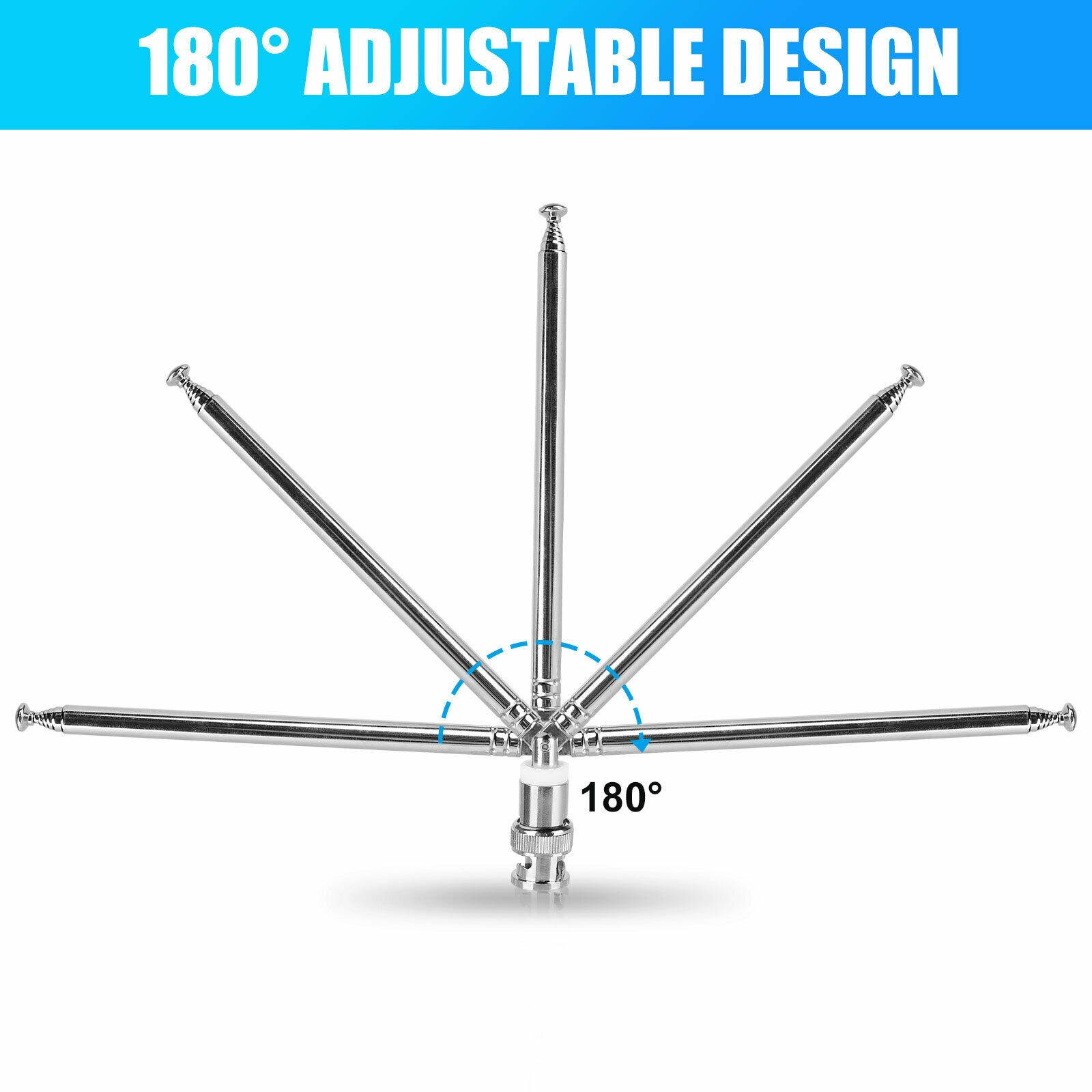 2x Telescopic Antenna Replacement BNC Connector for Radio Scanner/VHF/UHF/AM/FM