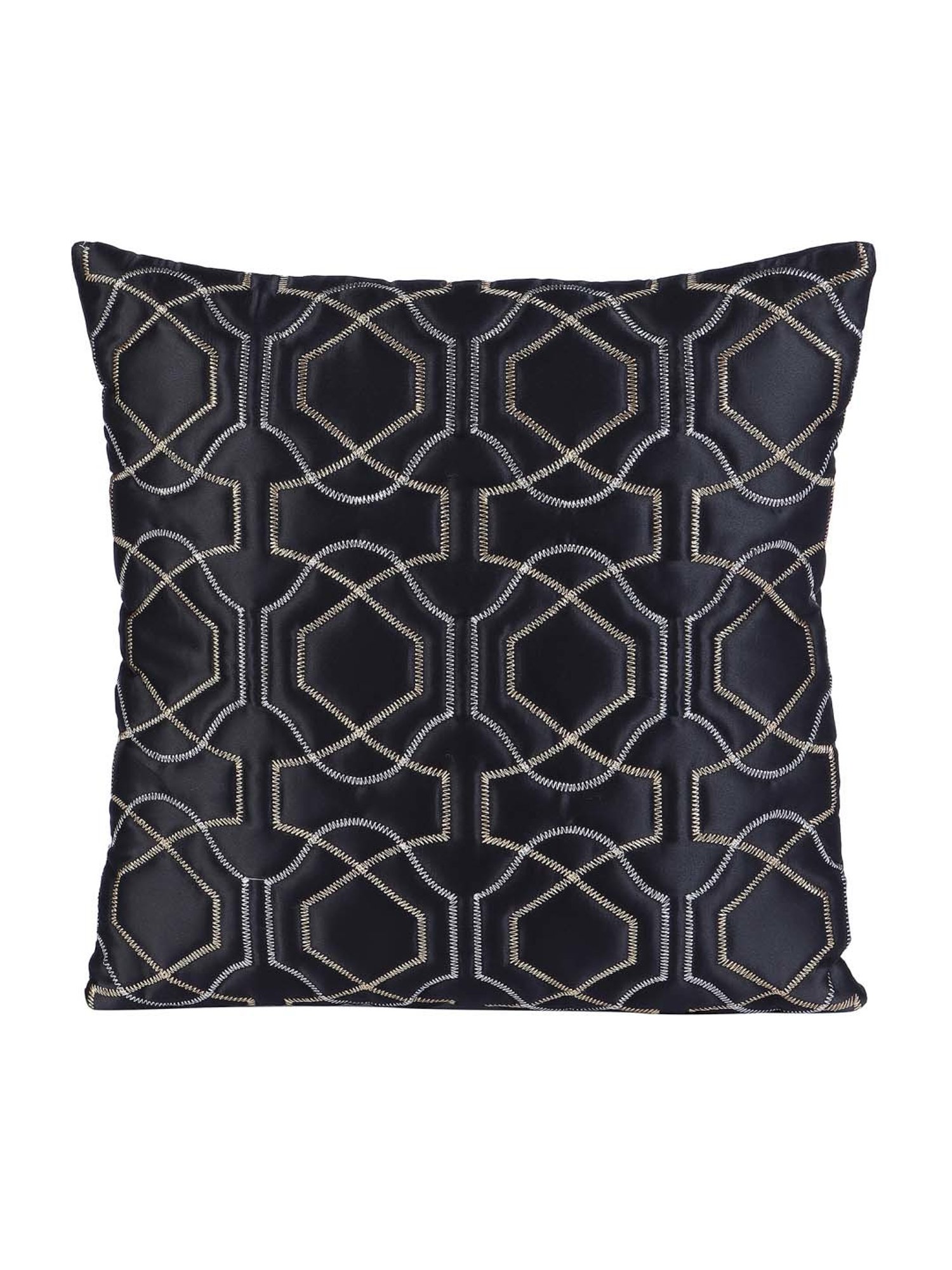 MFD HOME Furnishing Black Satin Cushion Cover - Set of 5