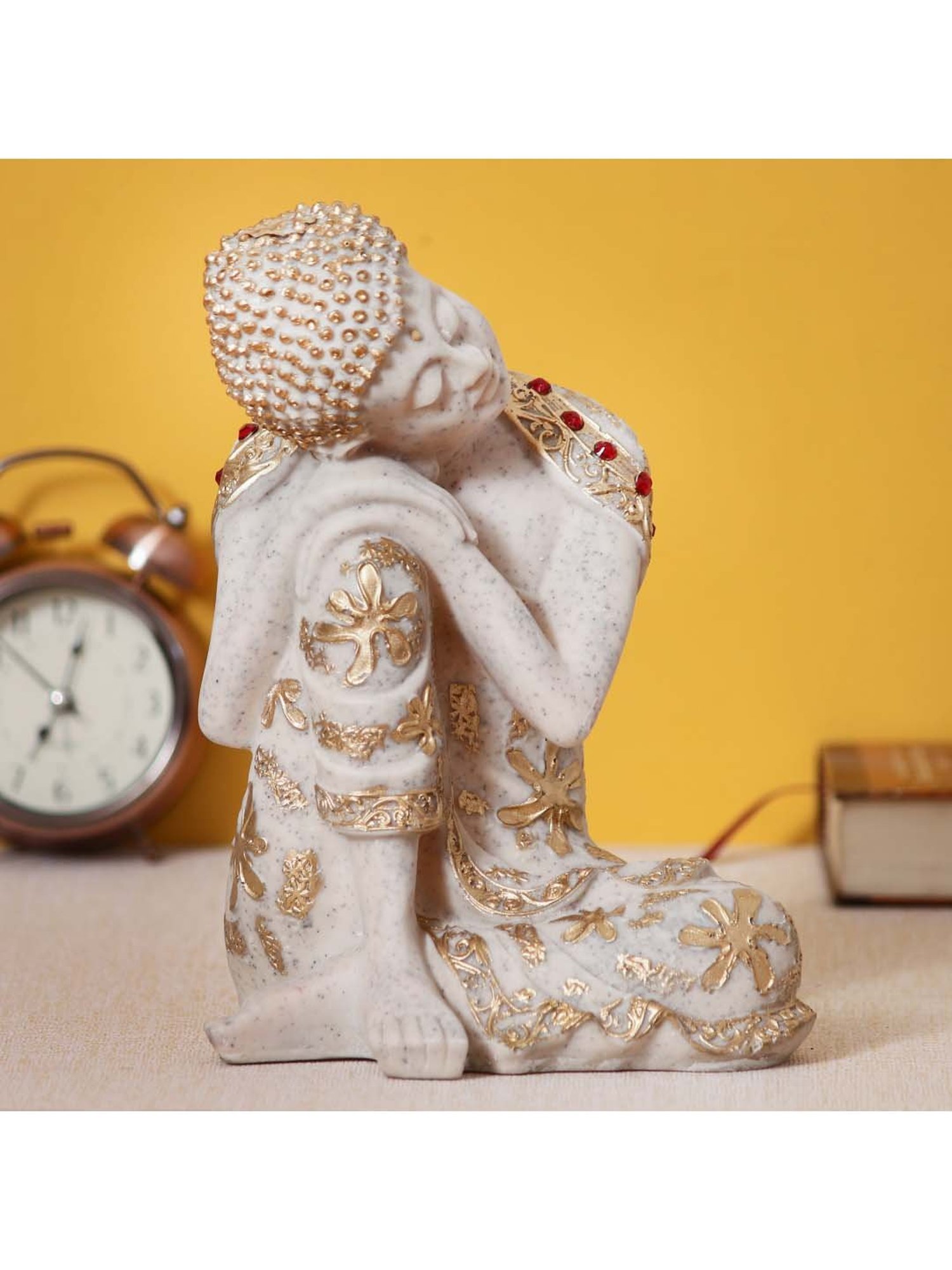 eCraftIndia Pleasing Resting Buddha on Knee Polyresin Decorative Showpiece